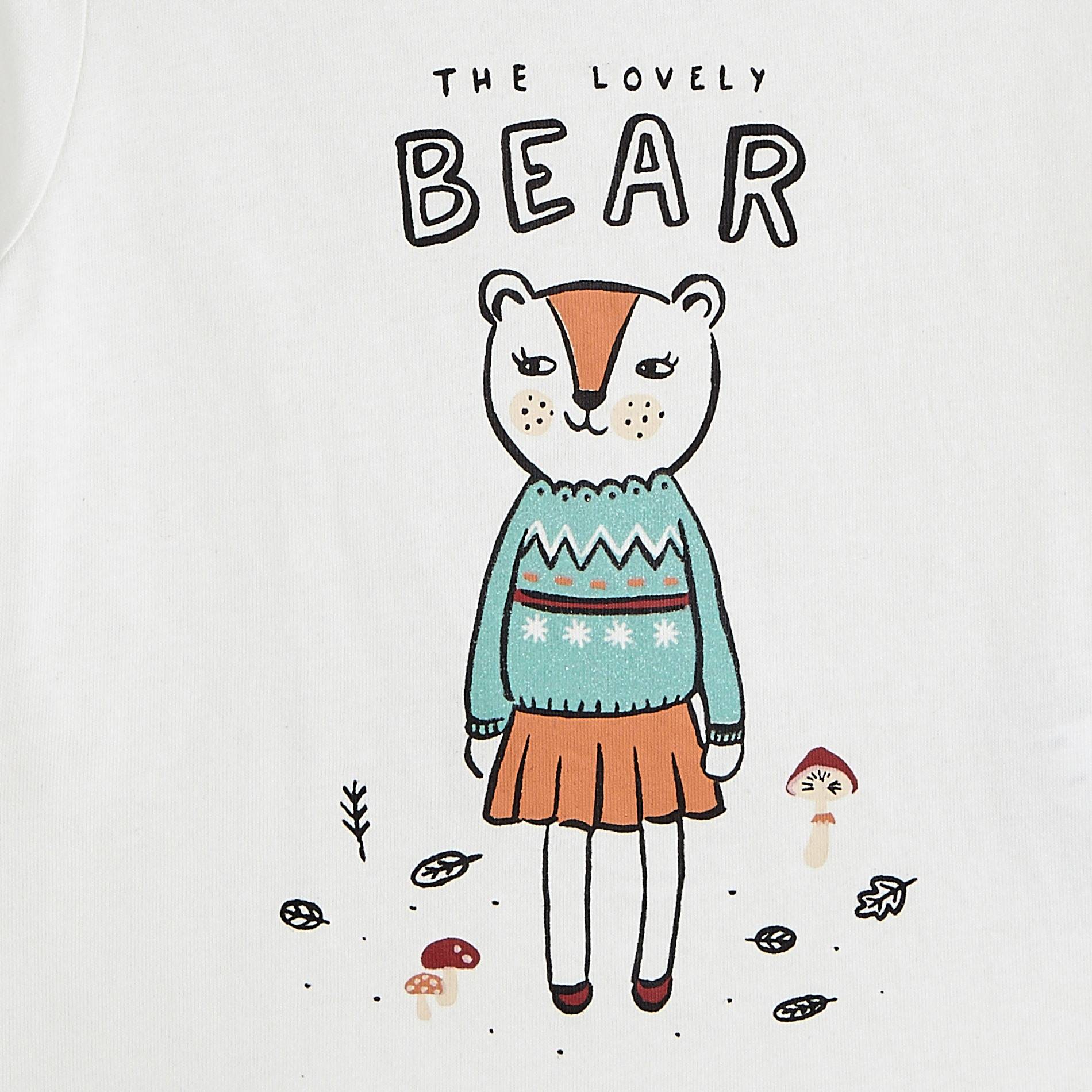 T-shirt en coton imprimé, Ecru, large image number 2