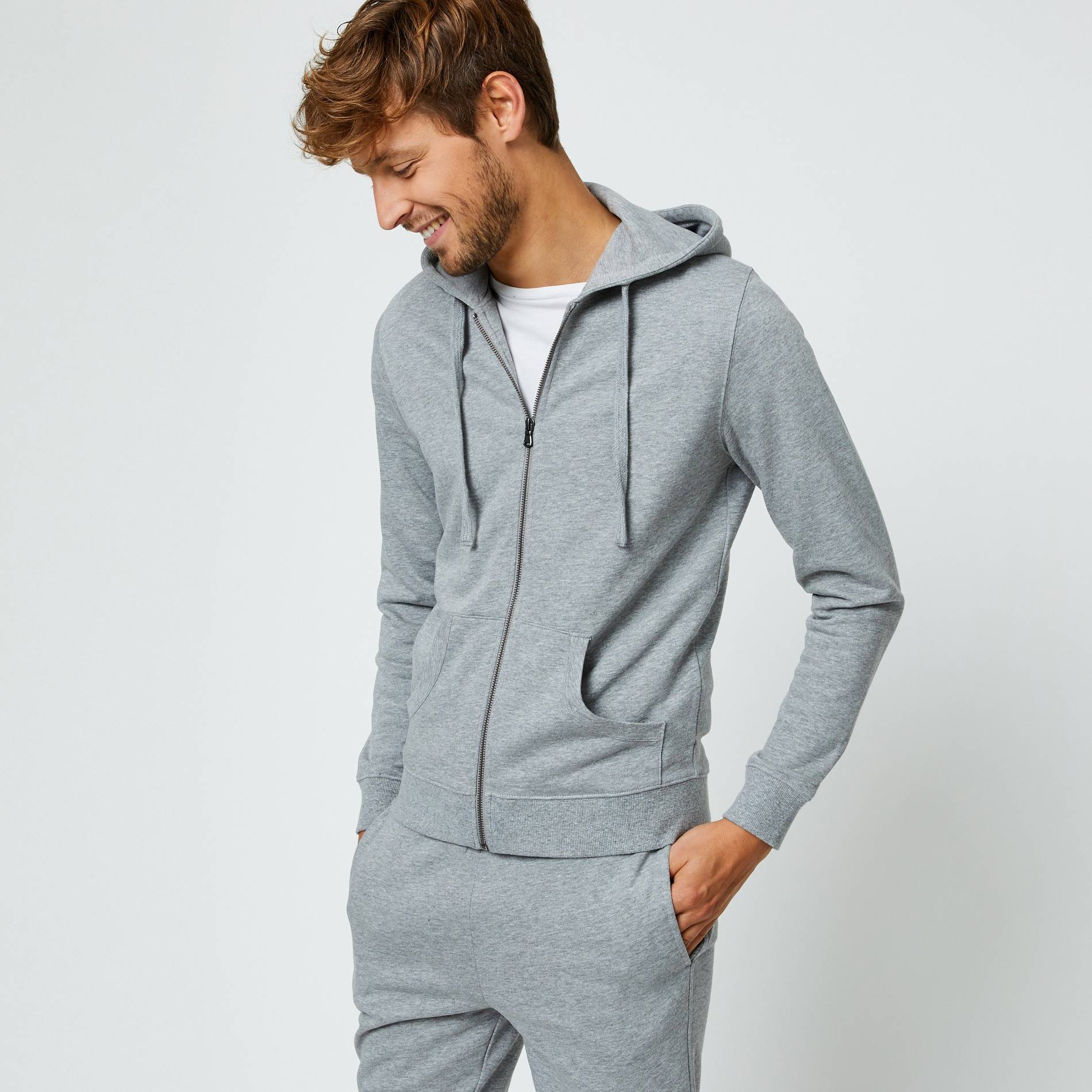 Sweat à capuche avec zip, Gris moyen, large image number 0