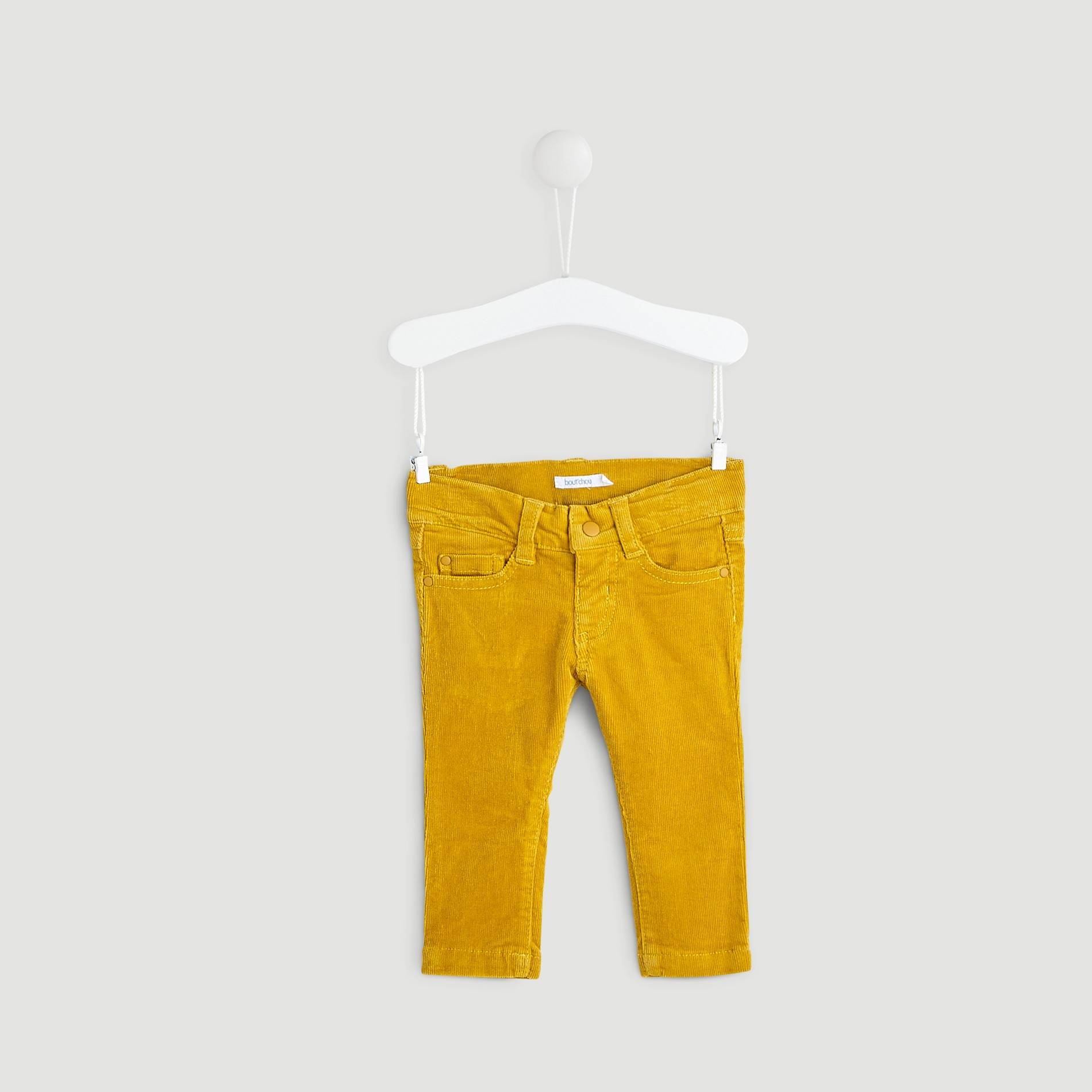 Pantalon velours milleraies coupe ajustée, Ocre, large image number 0.0