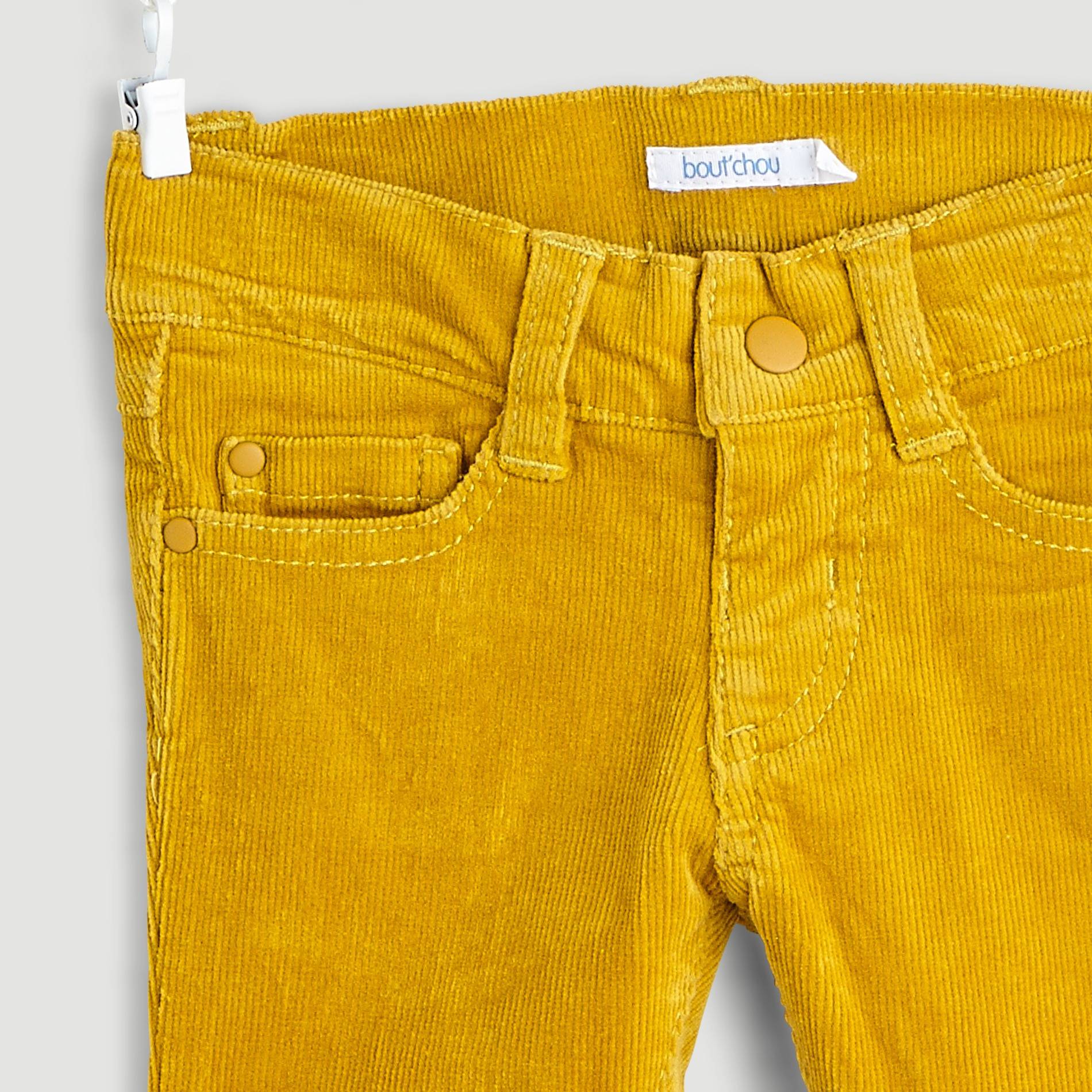 Pantalon velours milleraies coupe ajustée, Ocre, large image number 2.0