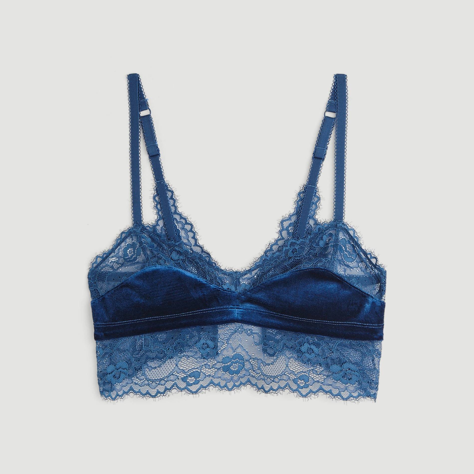 Bandeau en velours et dentelle, Indigo, large image number 2