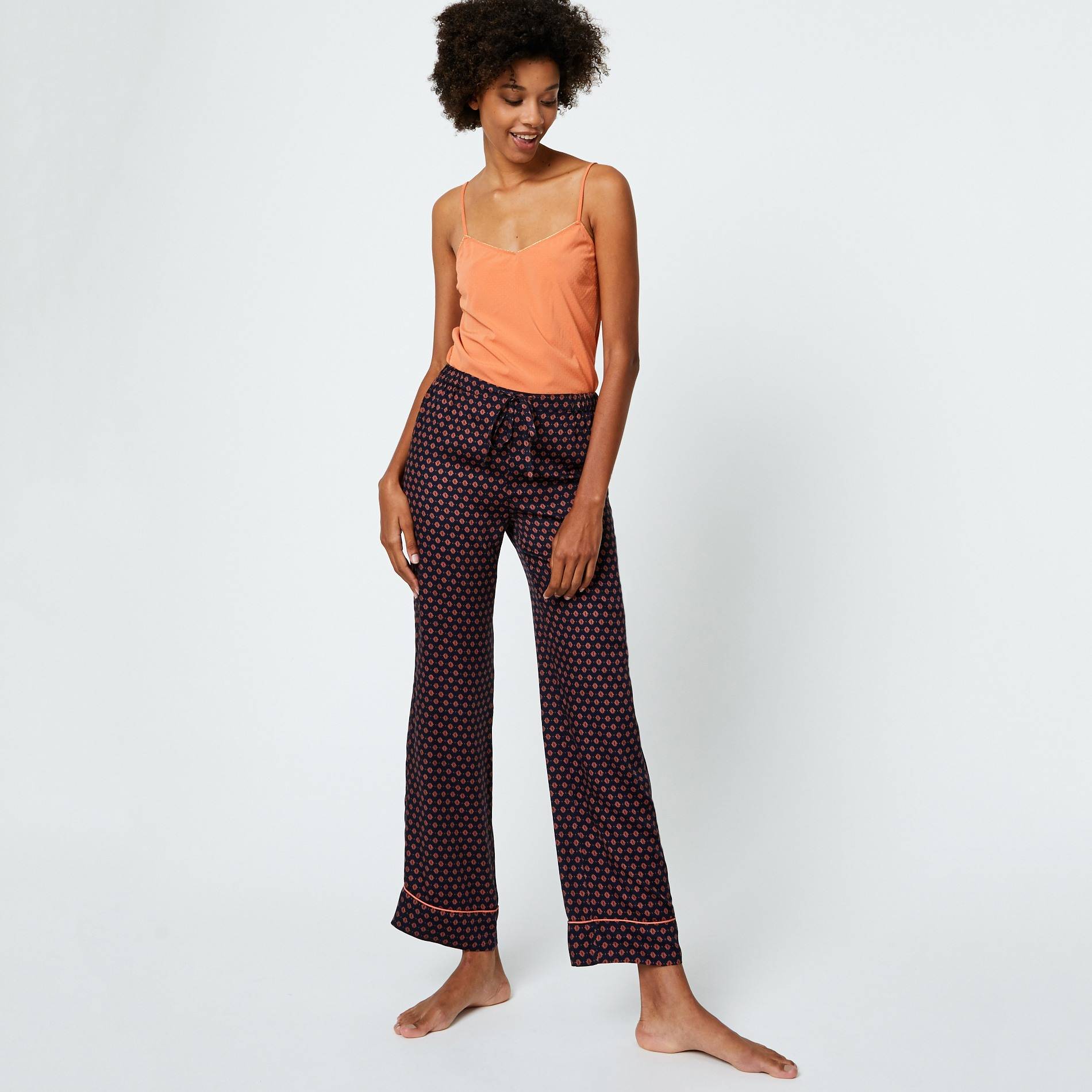 Pantalon imprimé géométrique, Indigo, large image number 0