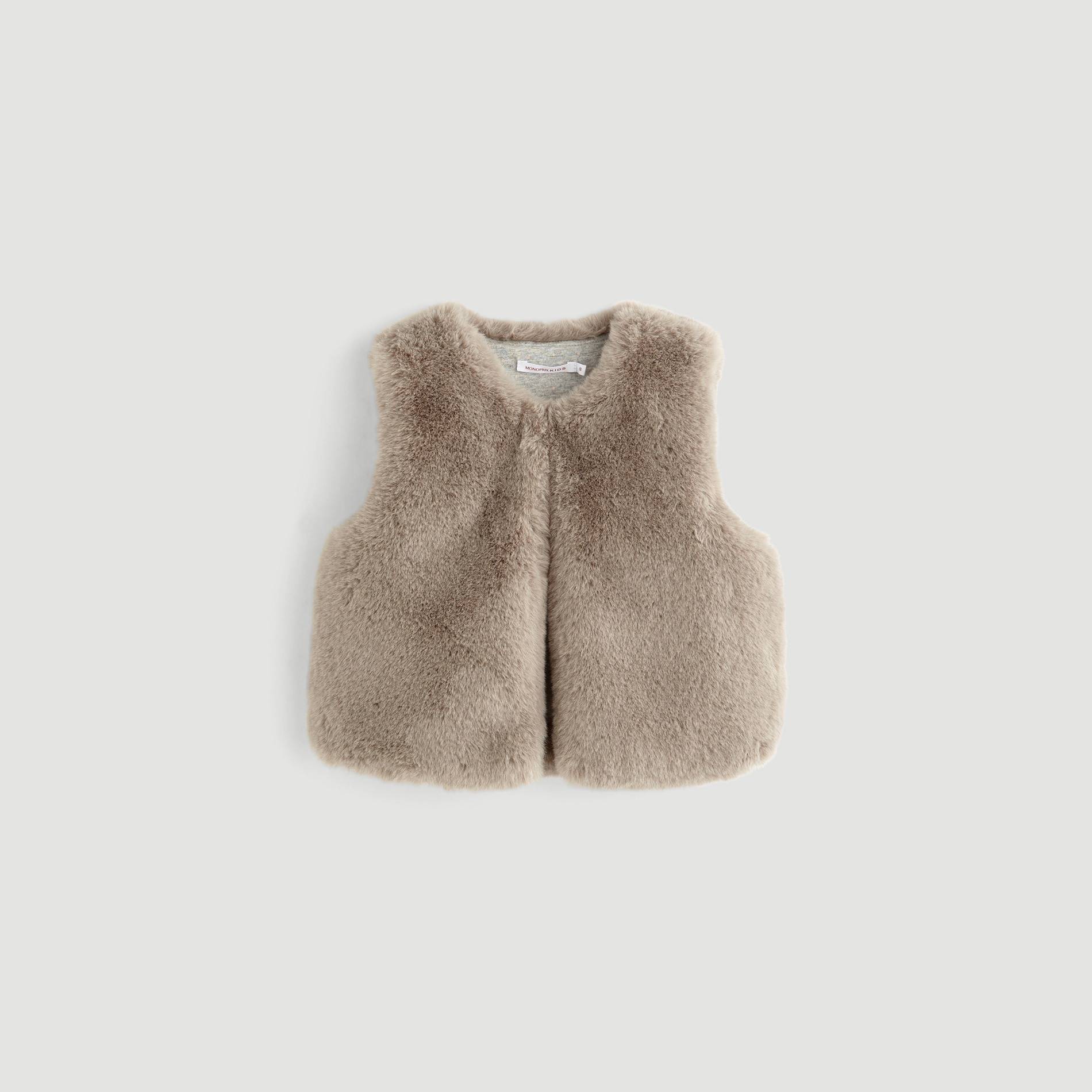 Gilet sans manche fausse fourrure, Gris moyen, large image number 0