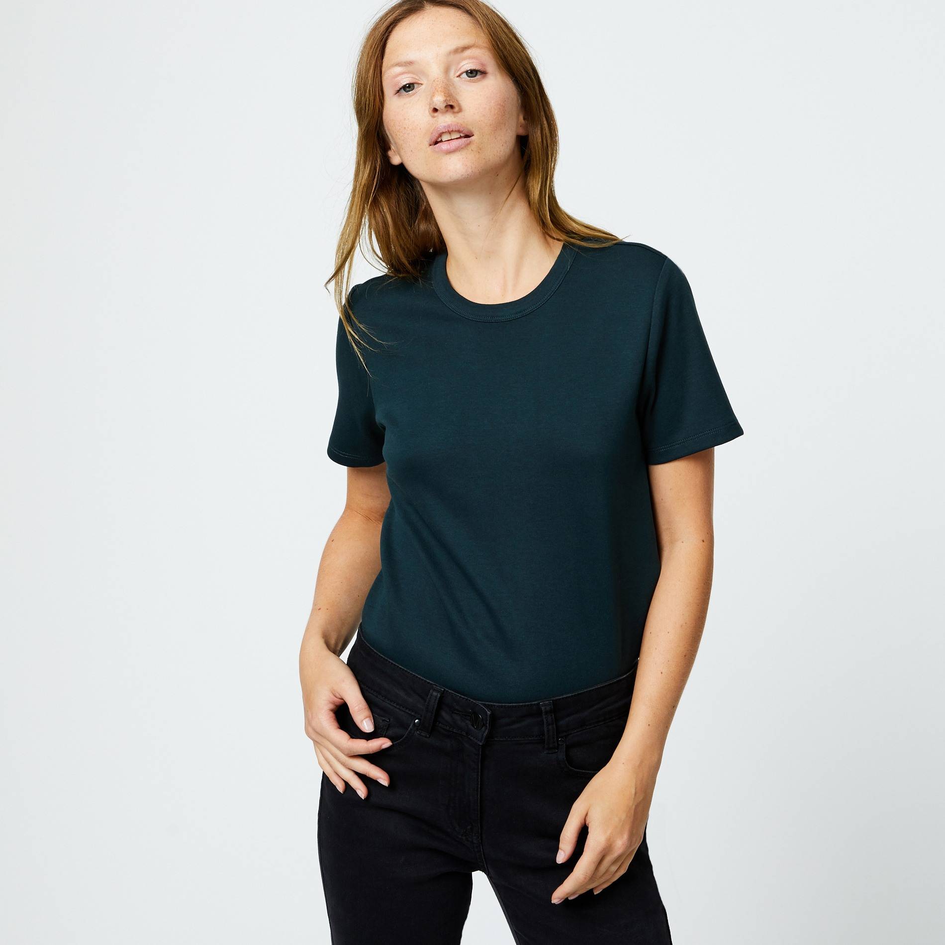 T-shirt en coton épais à manches courtes, Vert foncé, large image number 0