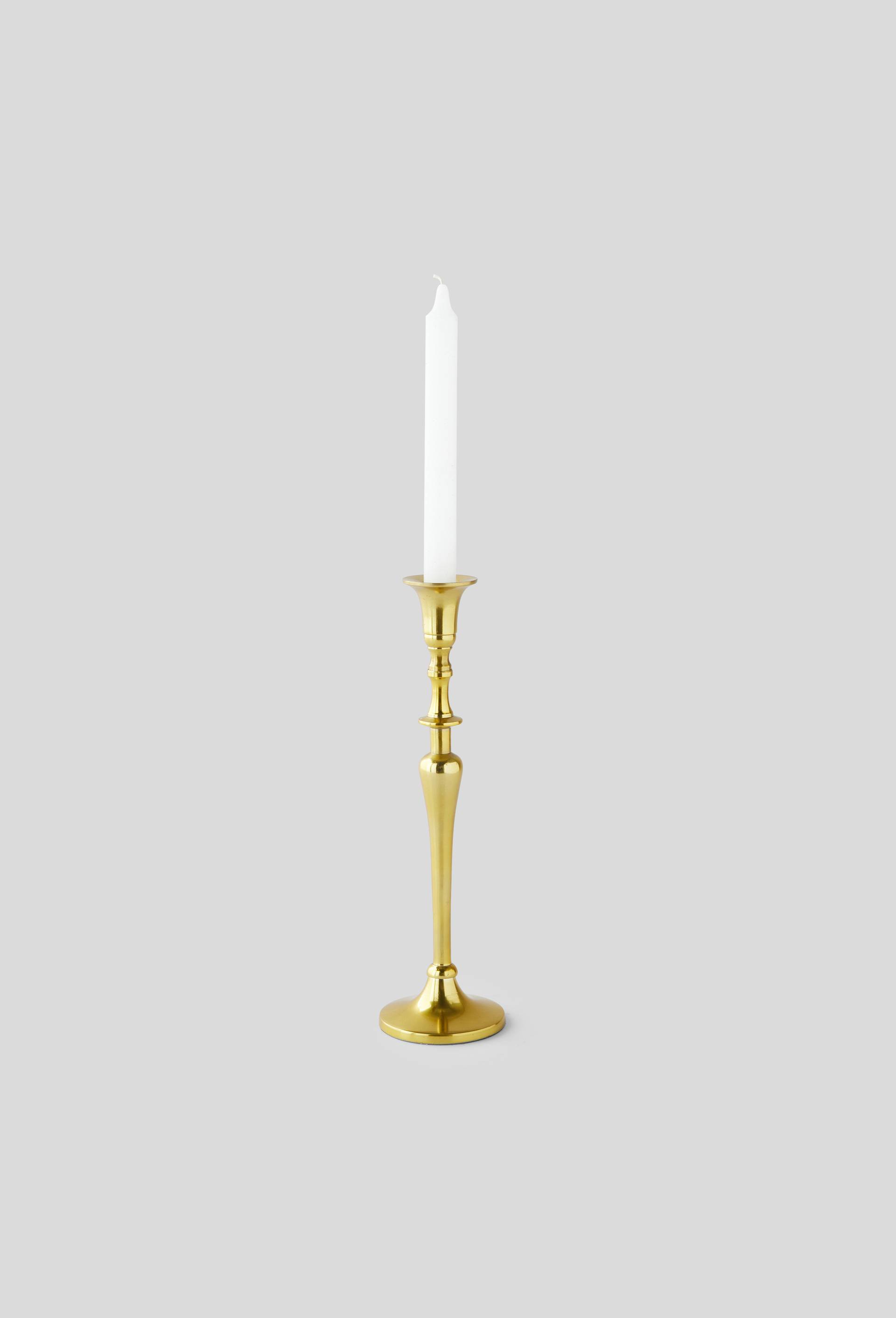 Bougeoir haut ondulé en métal, 8,5 x 30 cm, Beige, large image number 0.0