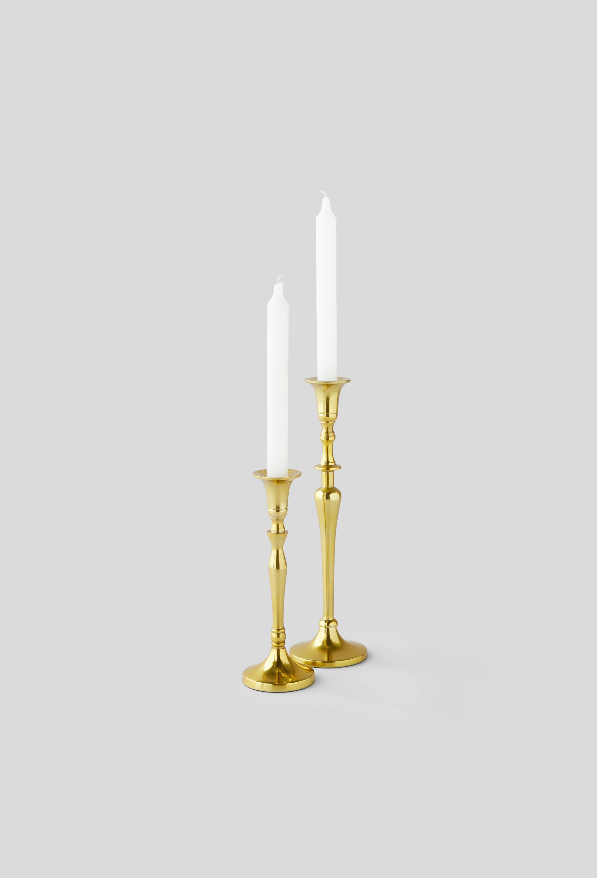 Bougeoir haut ondulé en métal, 8,5 x 30 cm, Beige, large image number 1