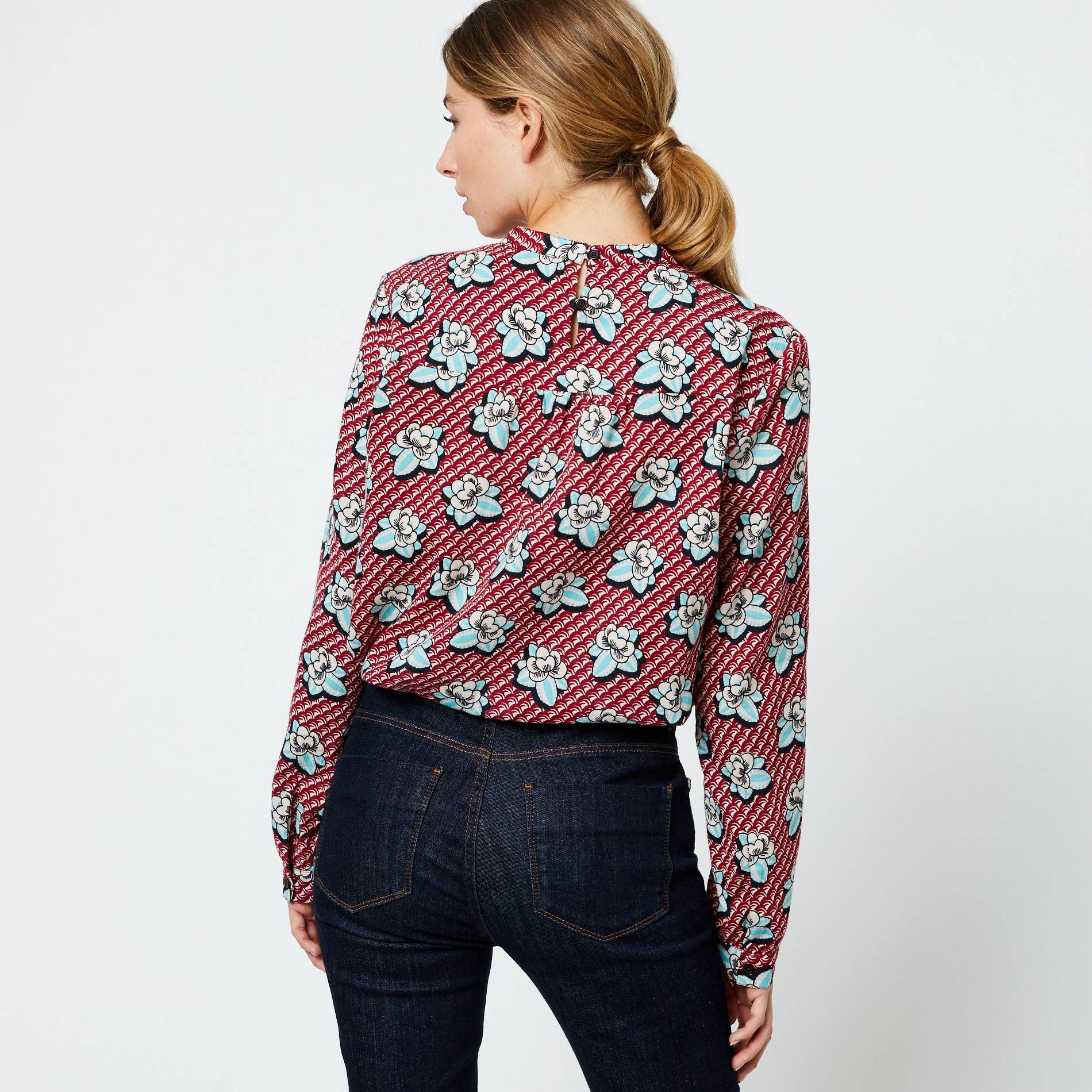 Blouse manches longues imprimée, Bordeaux, large image number 1