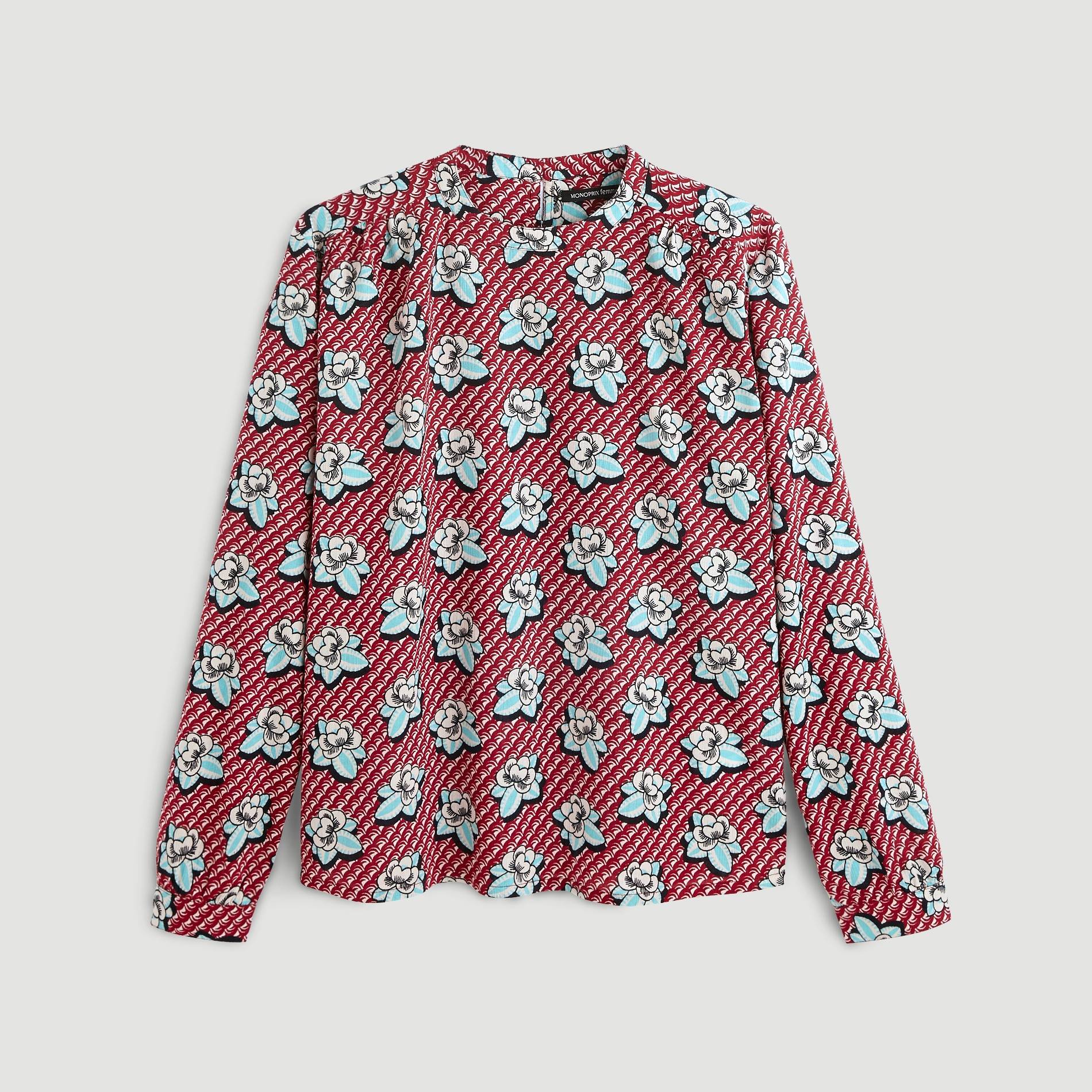 Blouse manches longues imprimée, Bordeaux, large image number 2.0