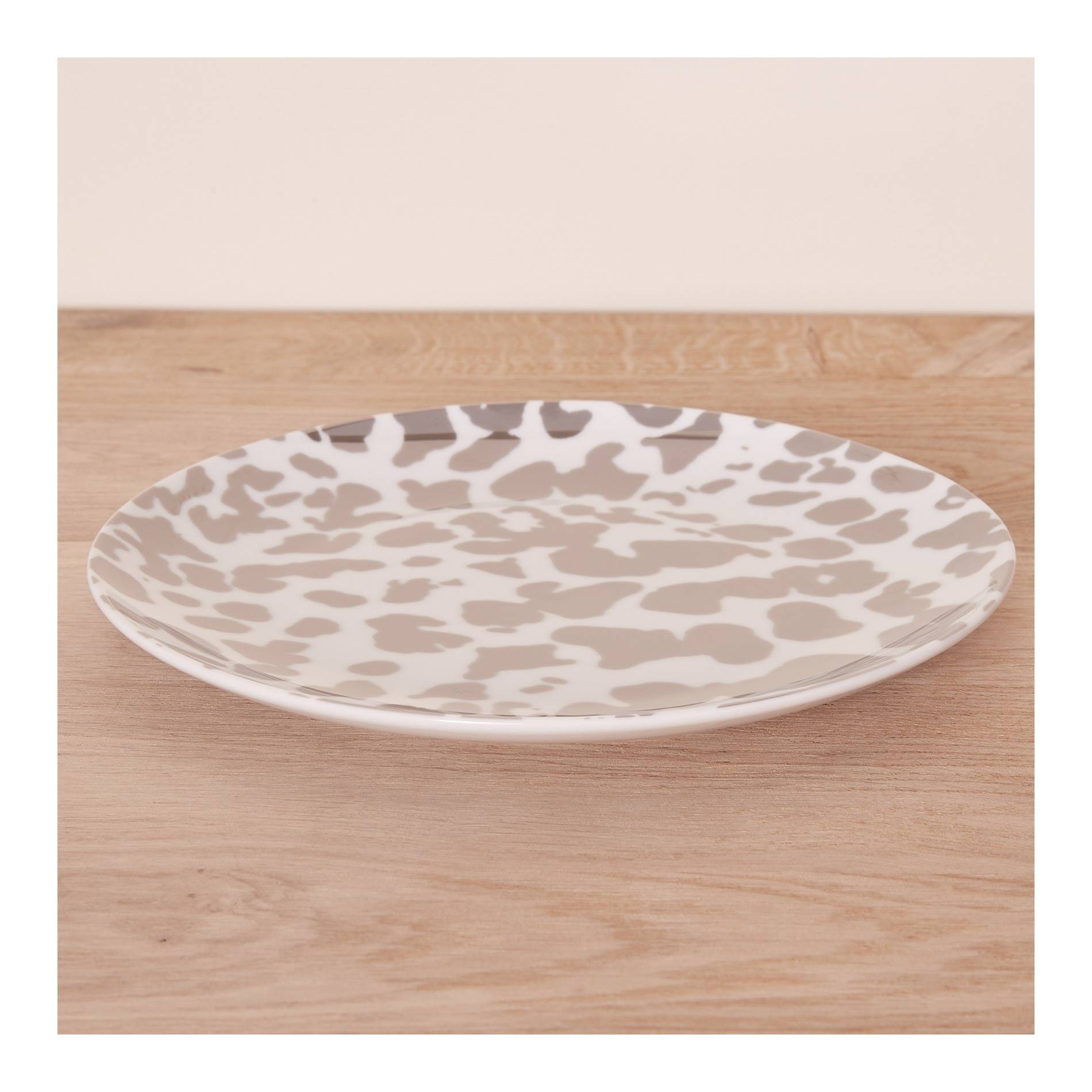 Assiette &agrave; dessert, imprim&eacute; l&eacute;opard, Gris anthracite, large image number 1