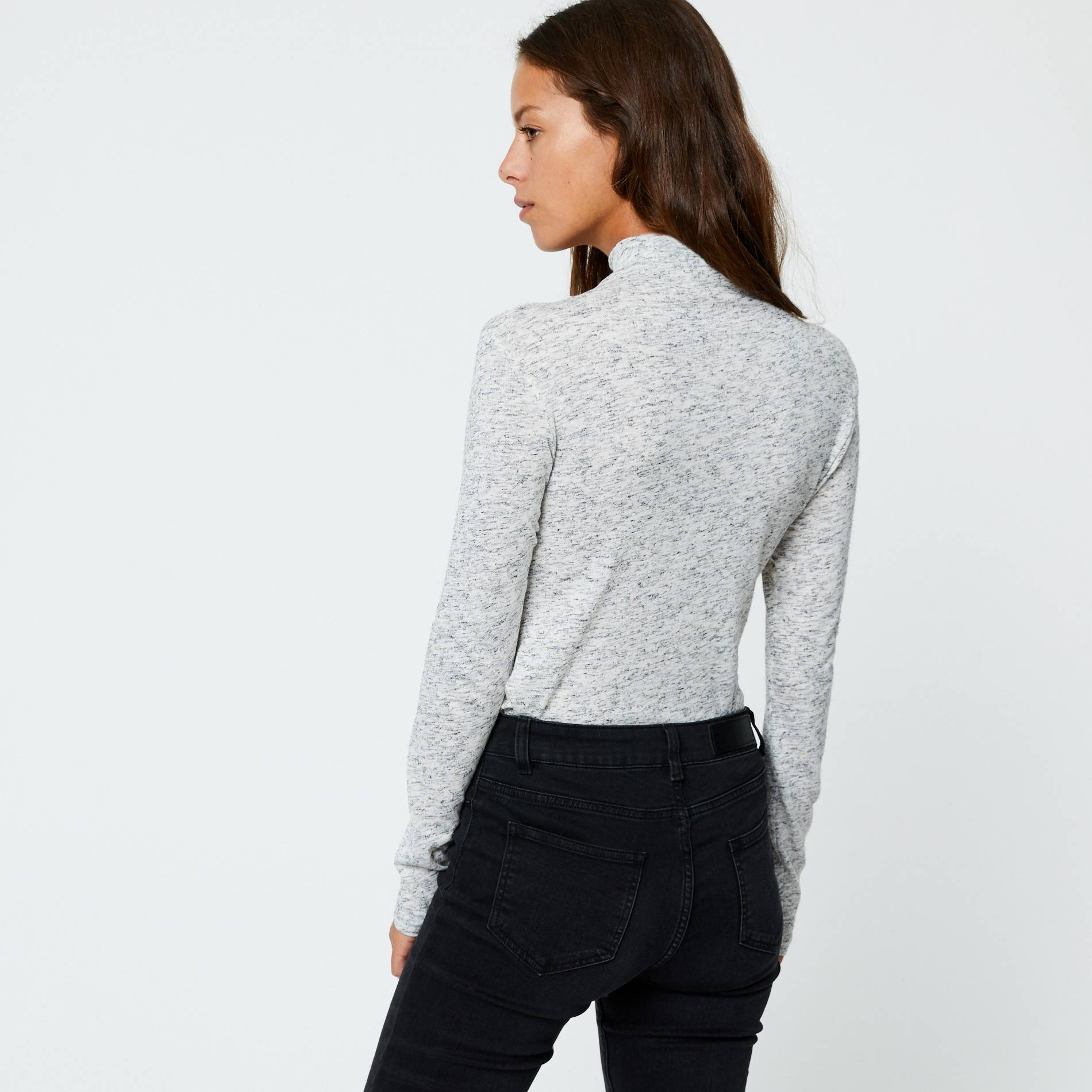 T-shirt à manches longues col roulé brouillé, Camel, large image number 1