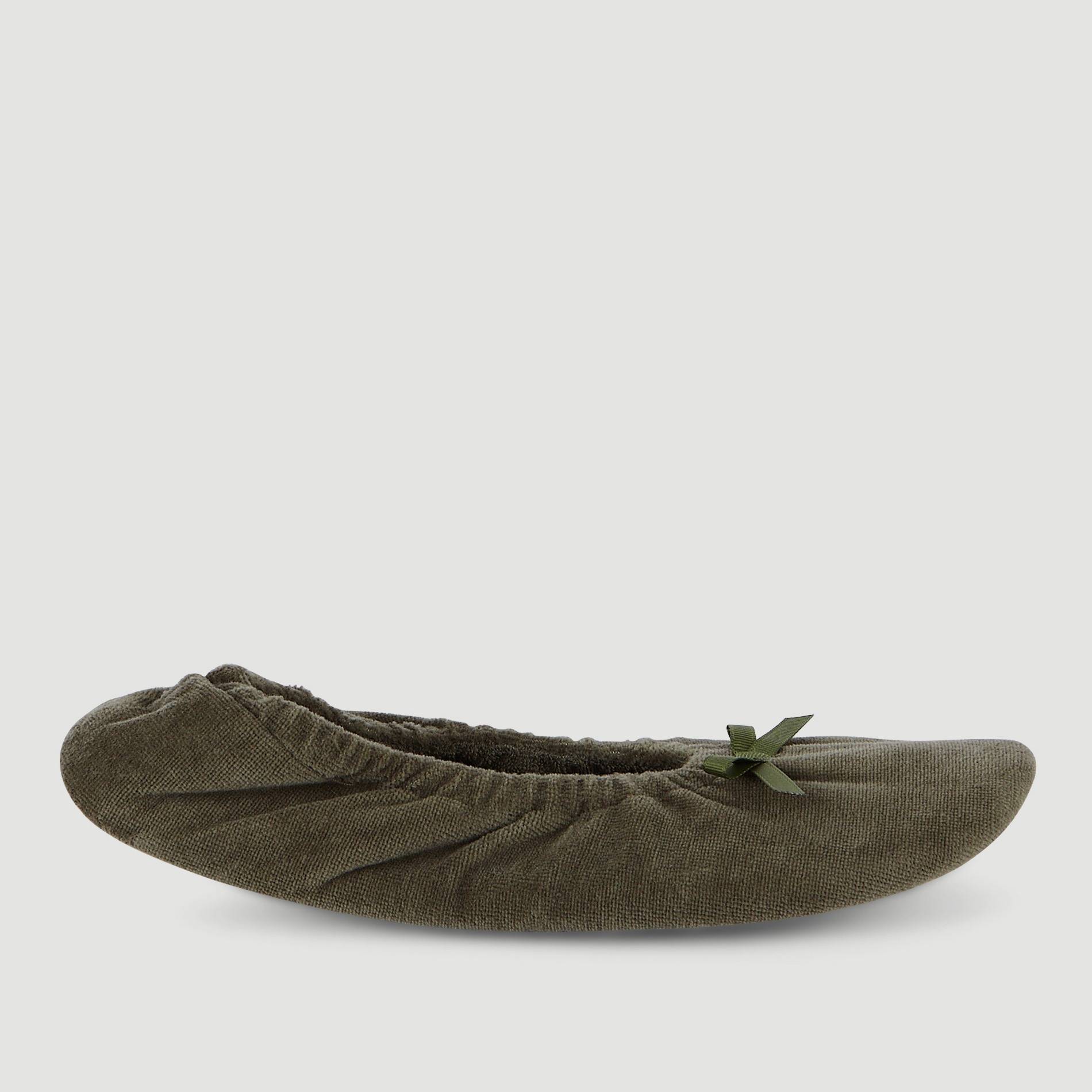 Ballerines en velours, Kaki, large image number 0
