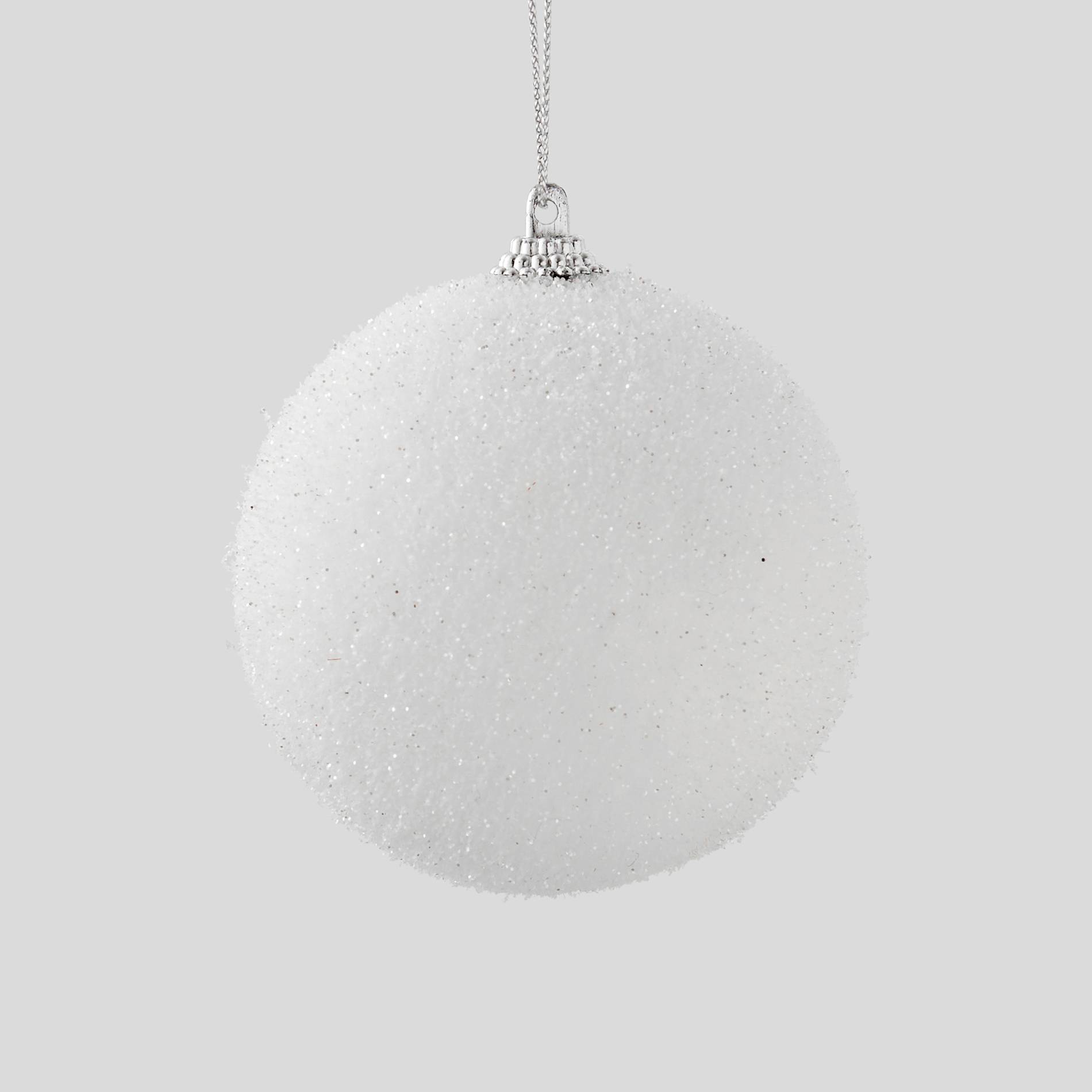 Boule en velours à paillettes, Blanc, large image number 0