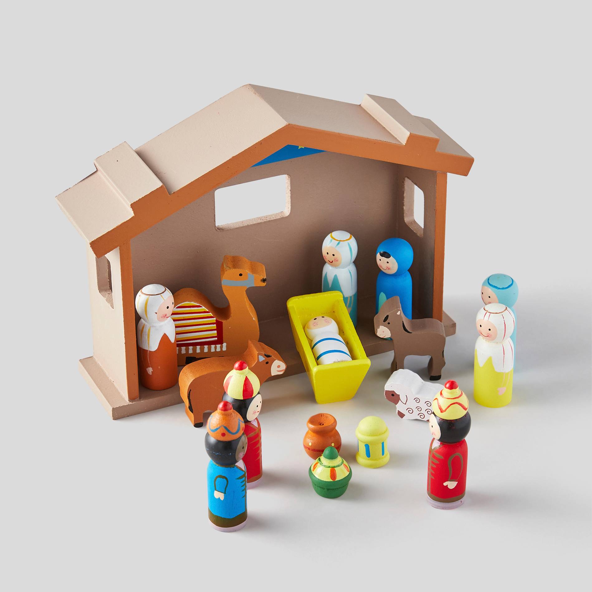 Crèche et santons en bois, Blanc, large image number 0.0