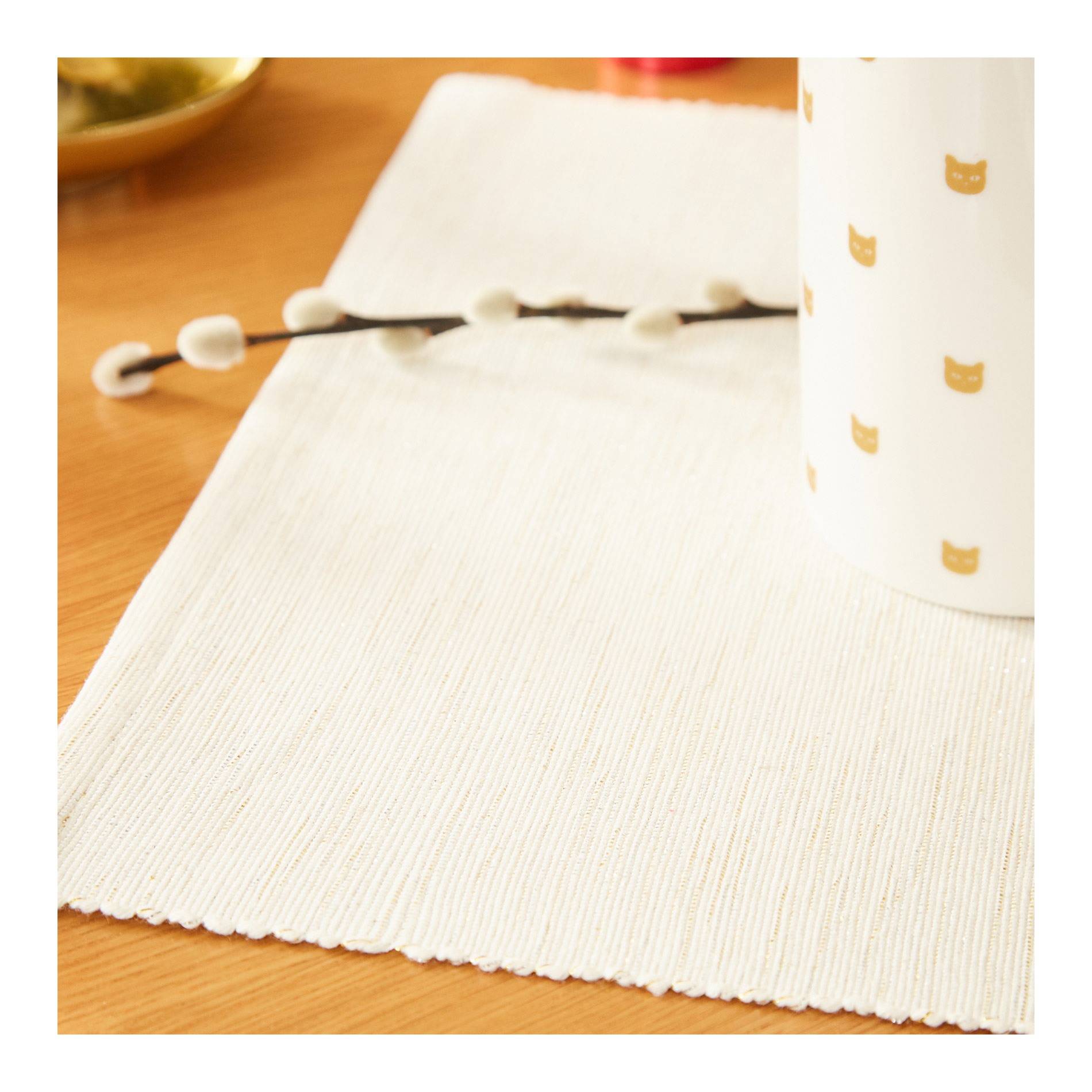 Set de table lurex rayé doré, Beige, large image number 0