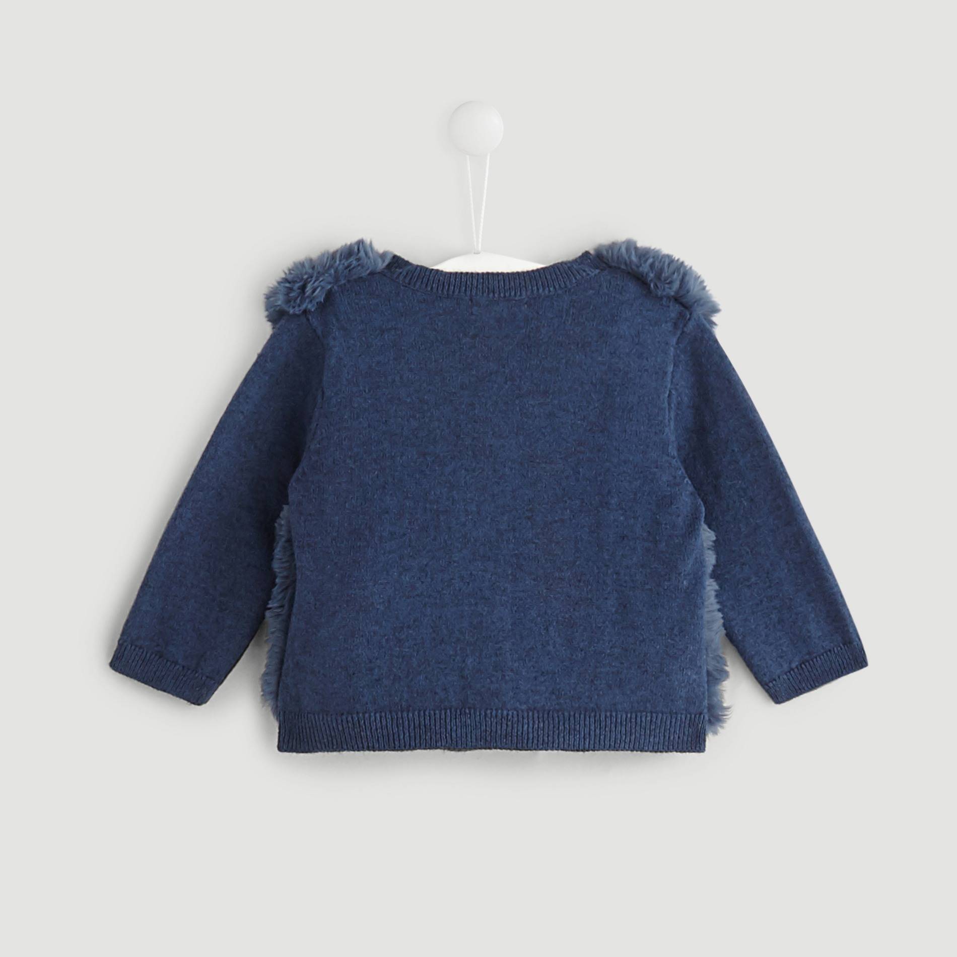 Cardigan bi-matière imitation fourrure, Indigo, large image number 1