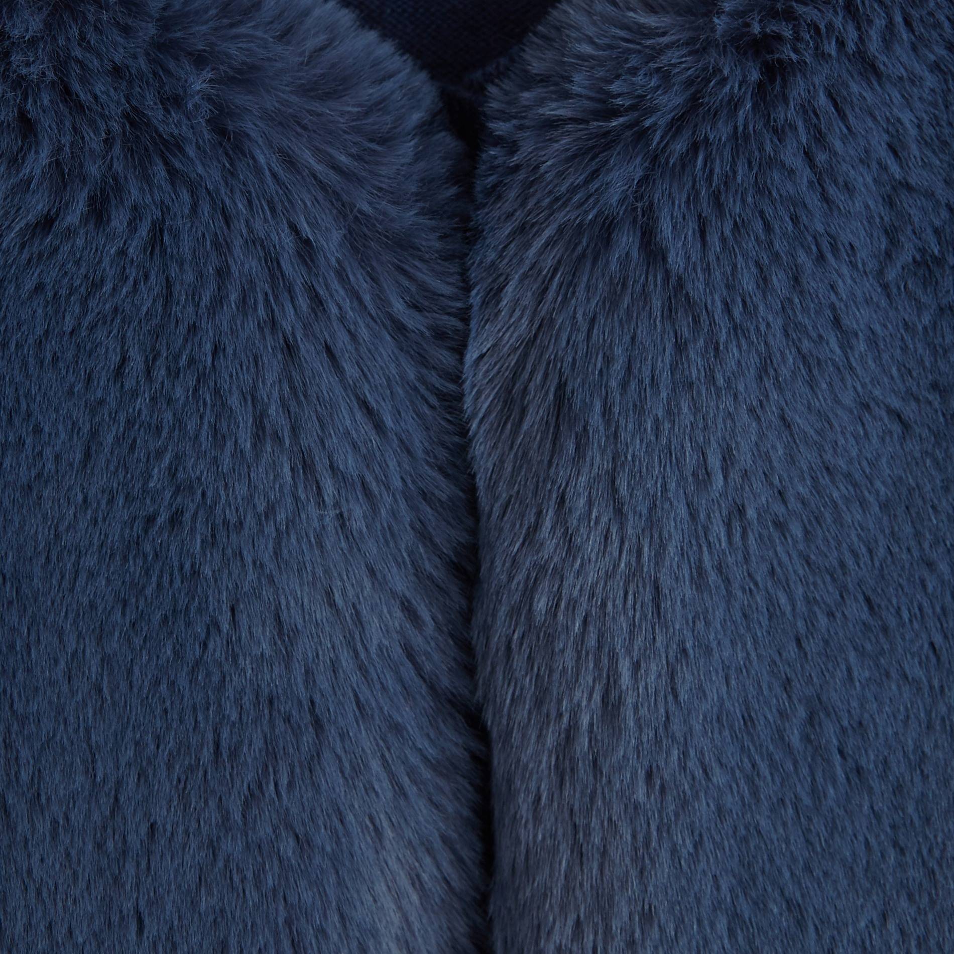 Cardigan bi-matière imitation fourrure, Indigo, large image number 2