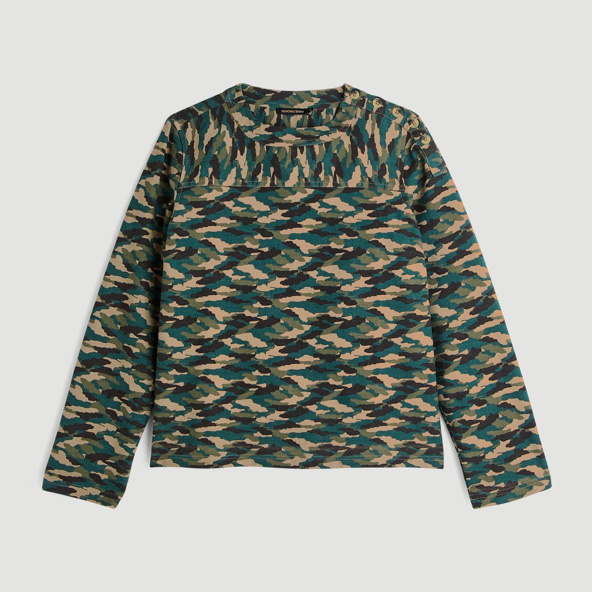 Blouse manches longues en crêpe, Vert foncé, large image number 2