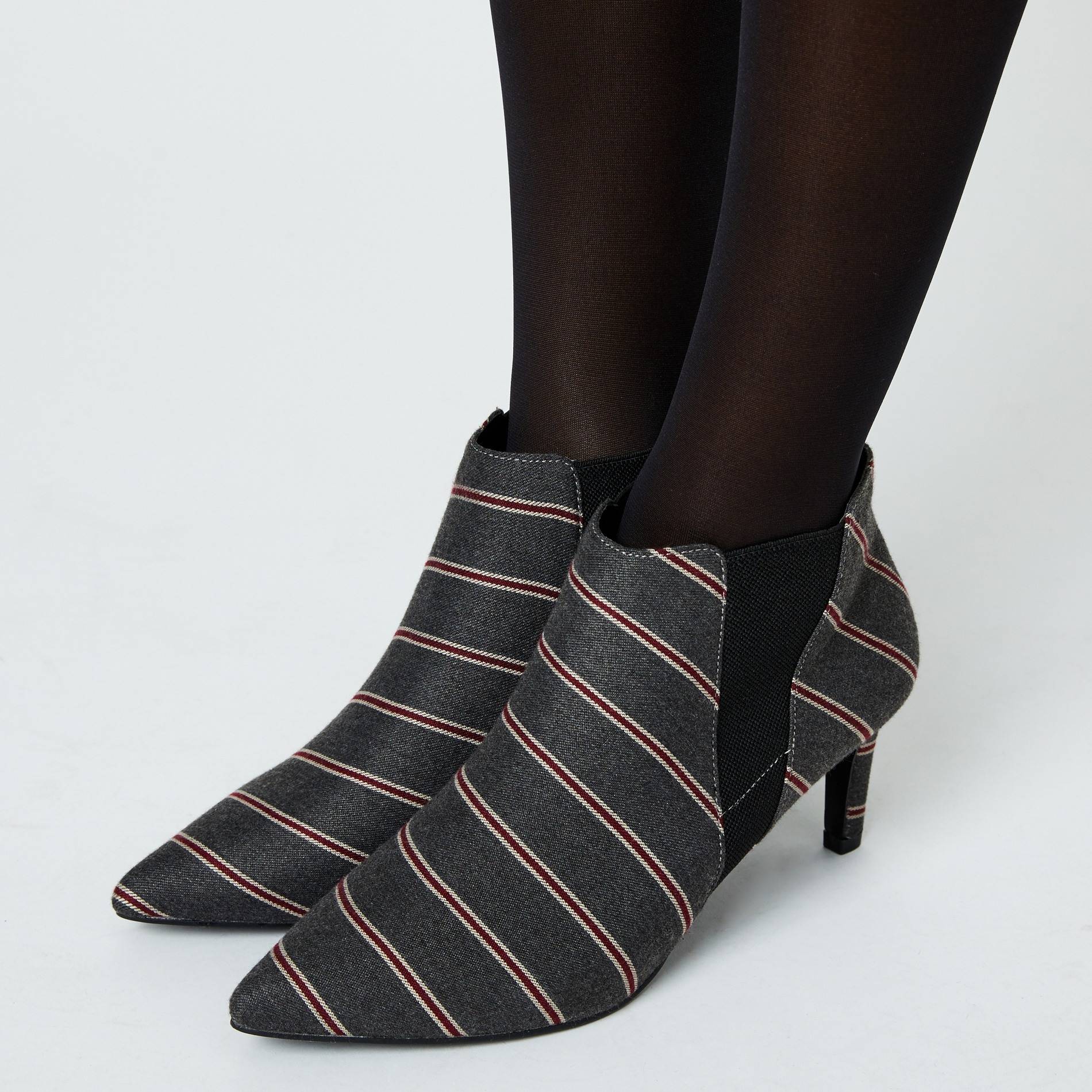 Boots rayés à talons, Gris anthracite, large image number 1