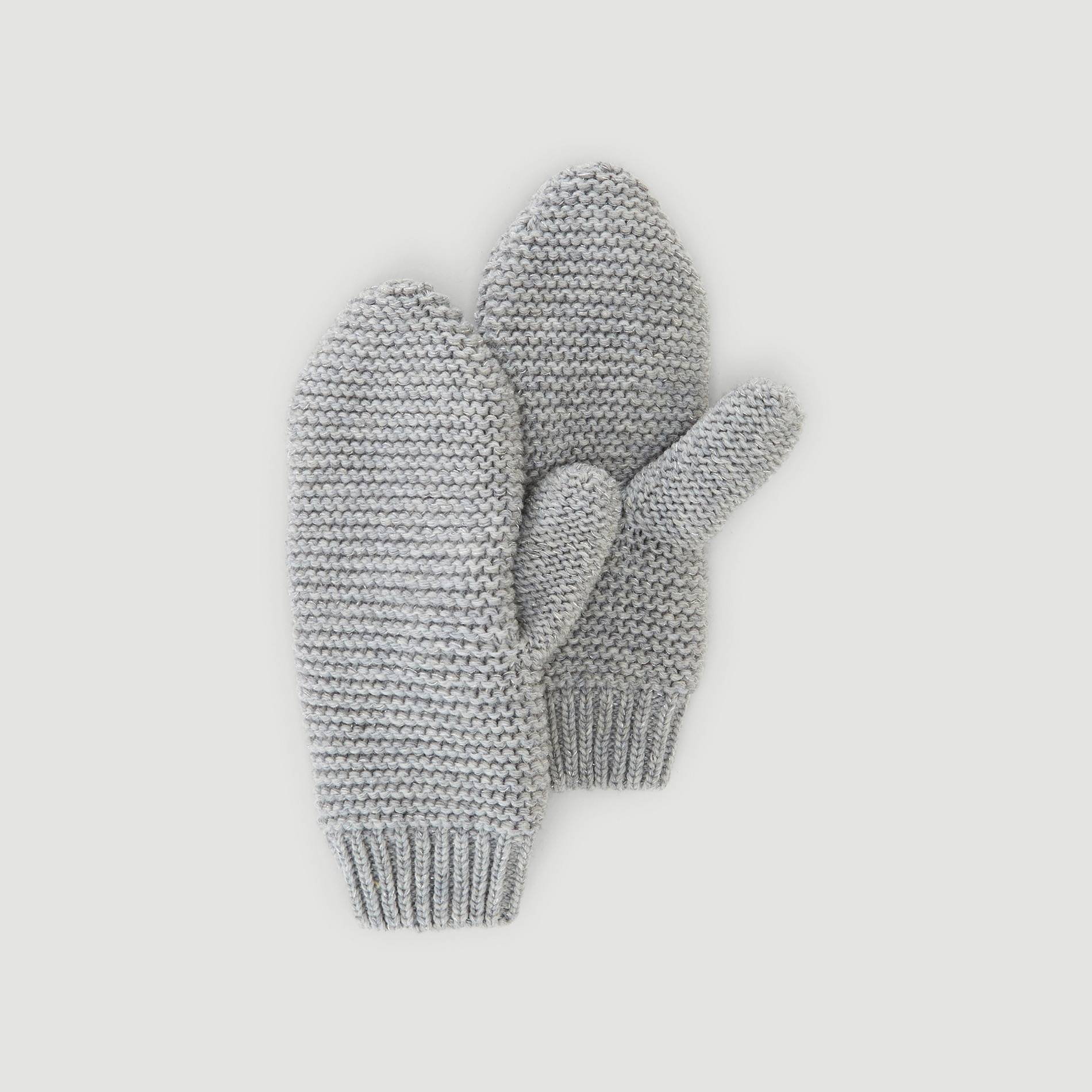 Moufles en tricot point mousse, Gris foncé, large image number 0