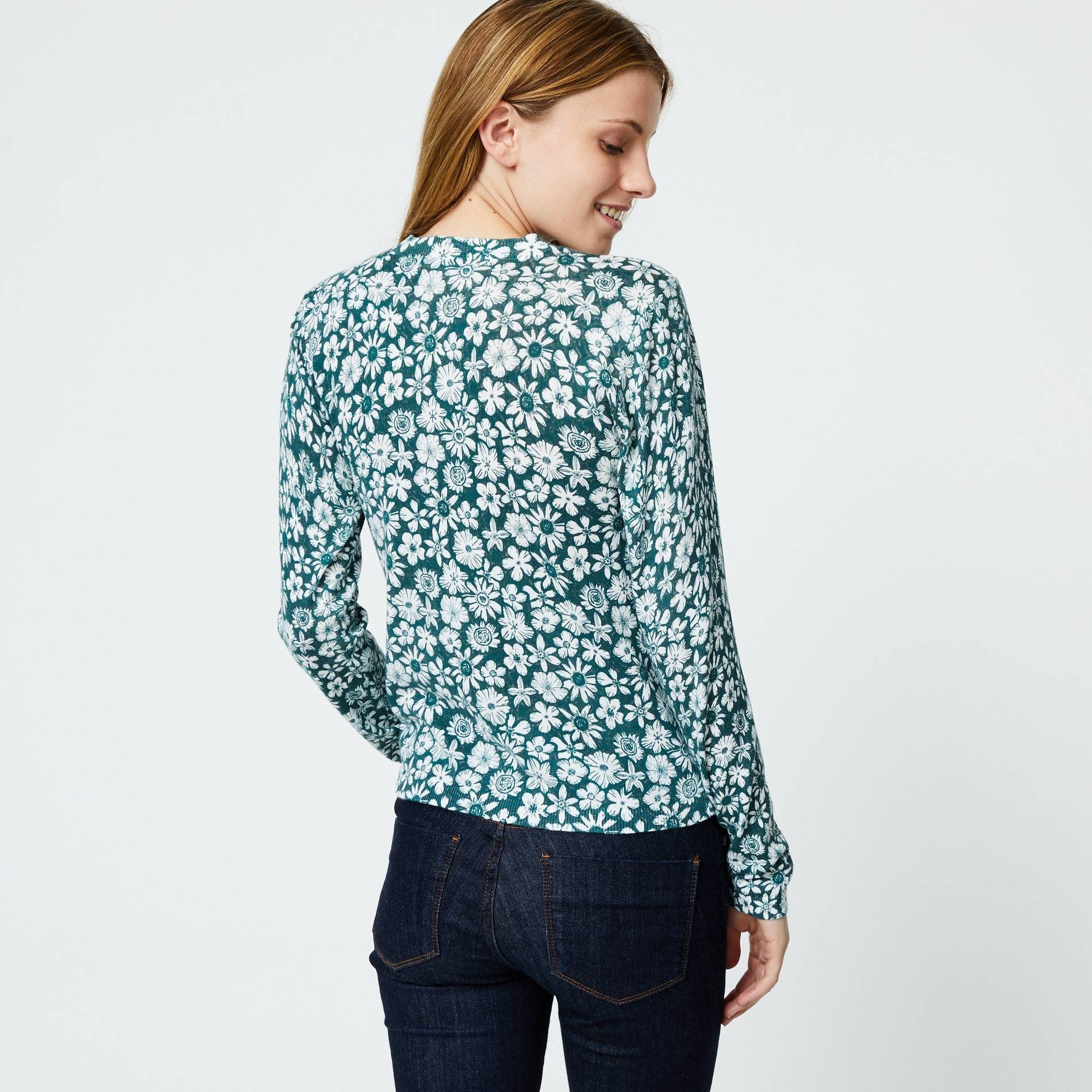 Cardigan imprimé en coton, Camel, large image number 1