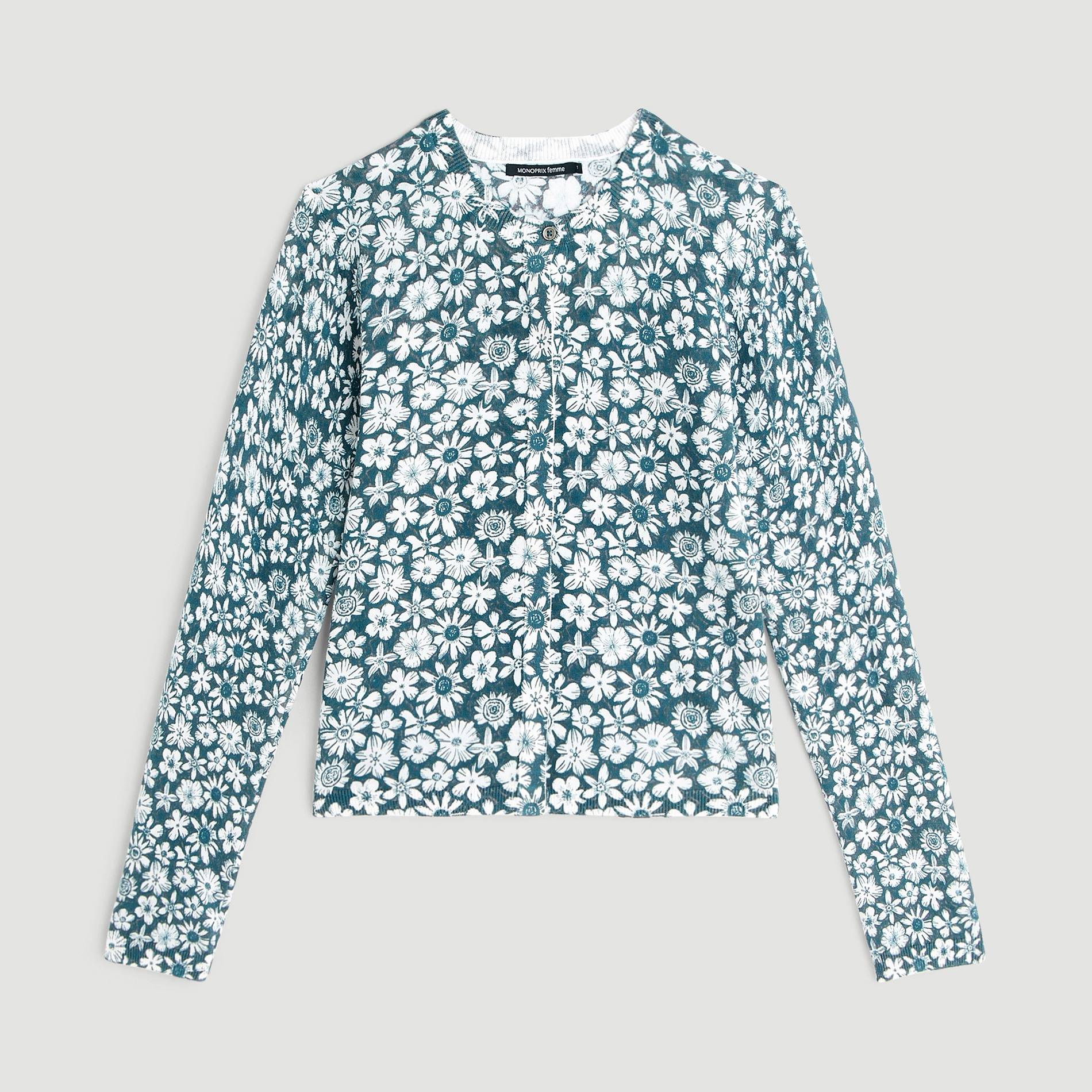 Cardigan imprimé en coton, Camel, large image number 2