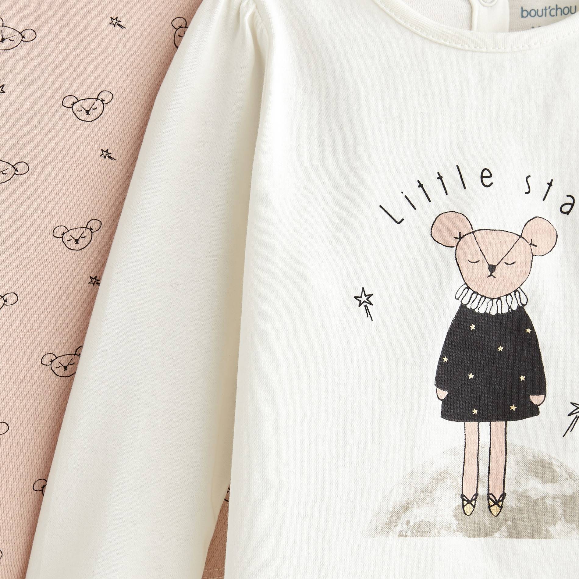 Lot de t-shirts en coton imprimé, Ecru, large image number 2