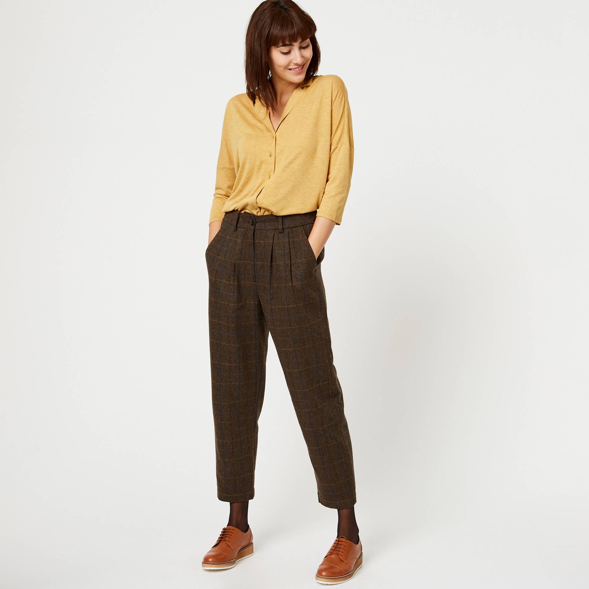 Pantalon taille haute, Brun foncé, large image number 0.0