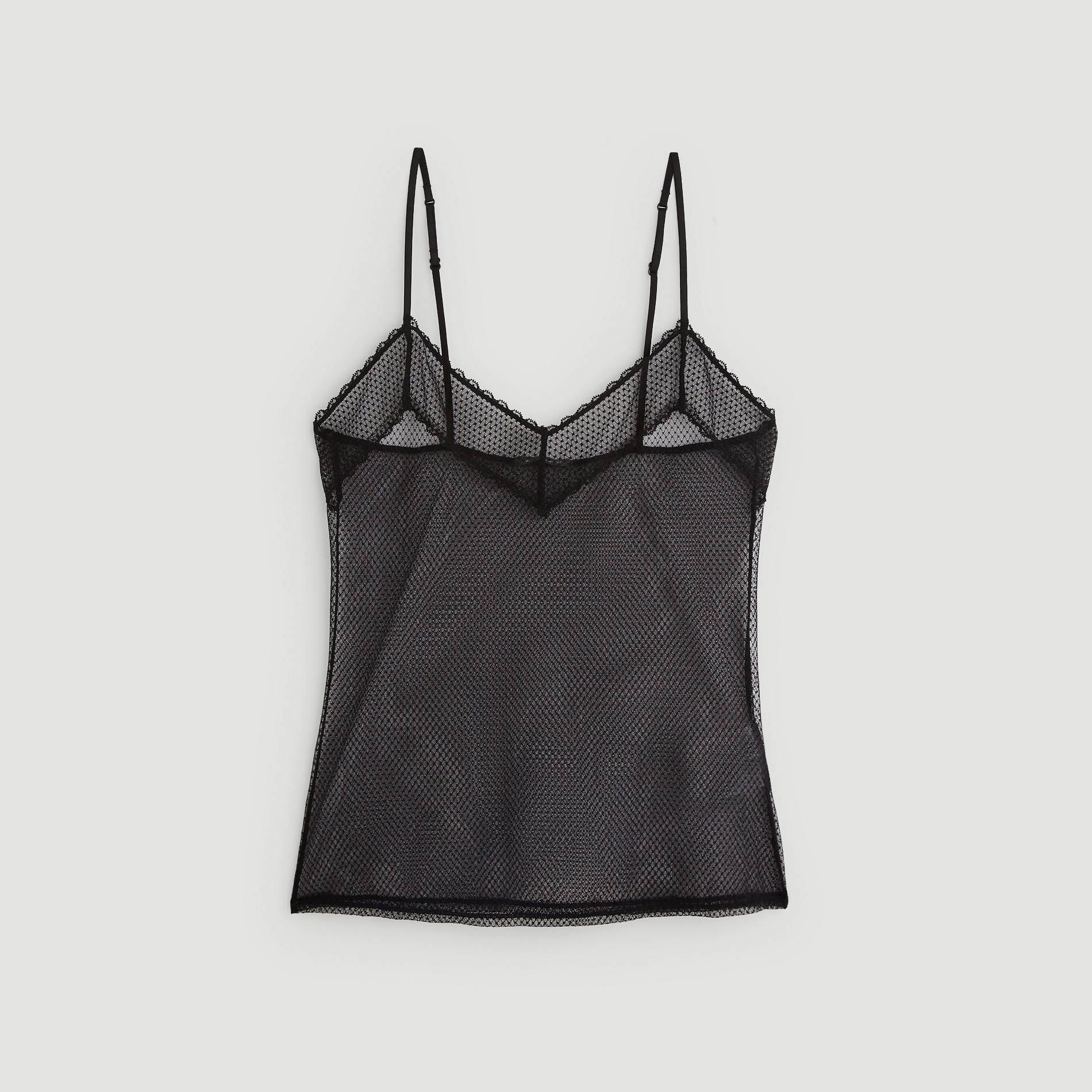 Top en tulle et dentelle, Noir, large image number 2