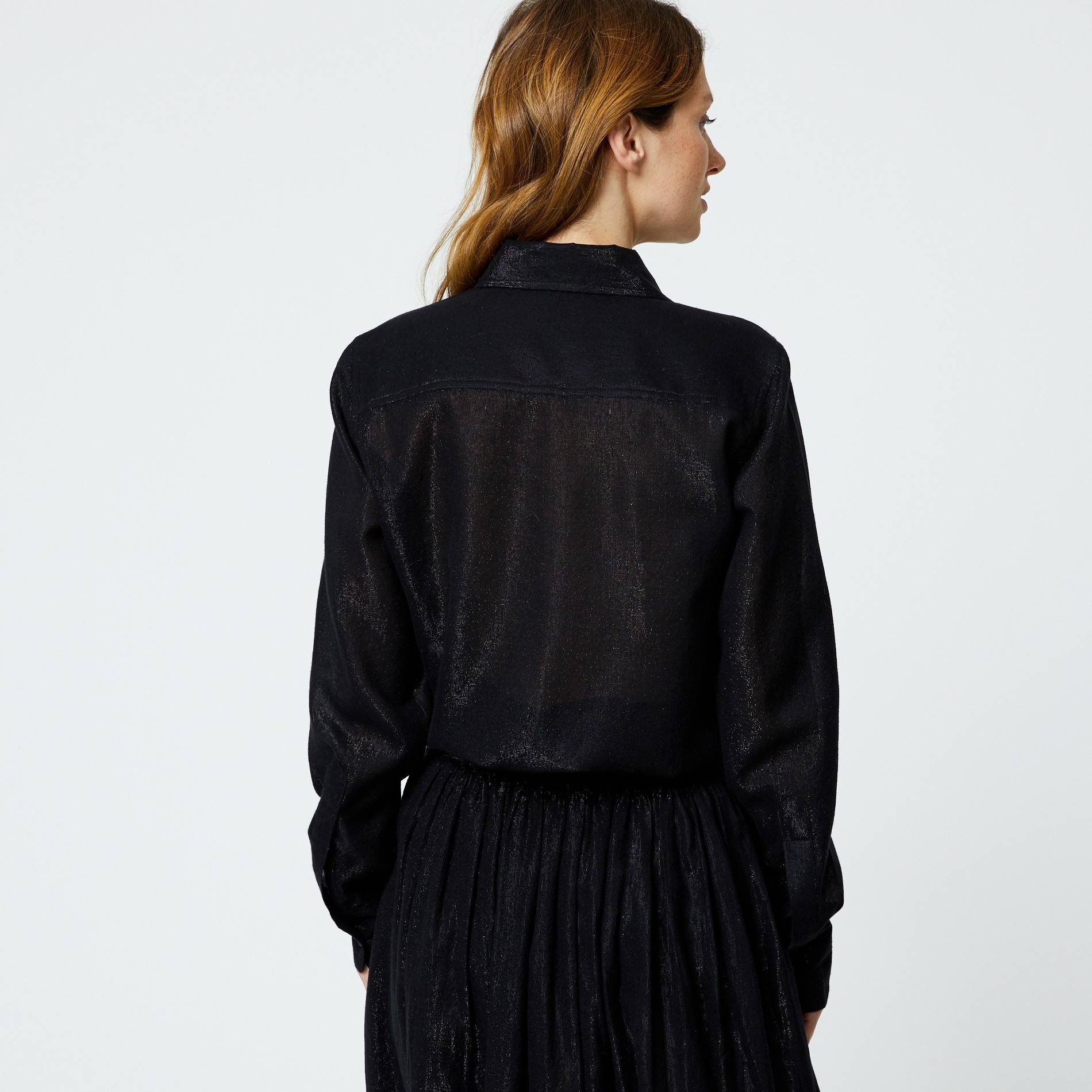 Chemise manches longues brillant, Noir, large image number 1
