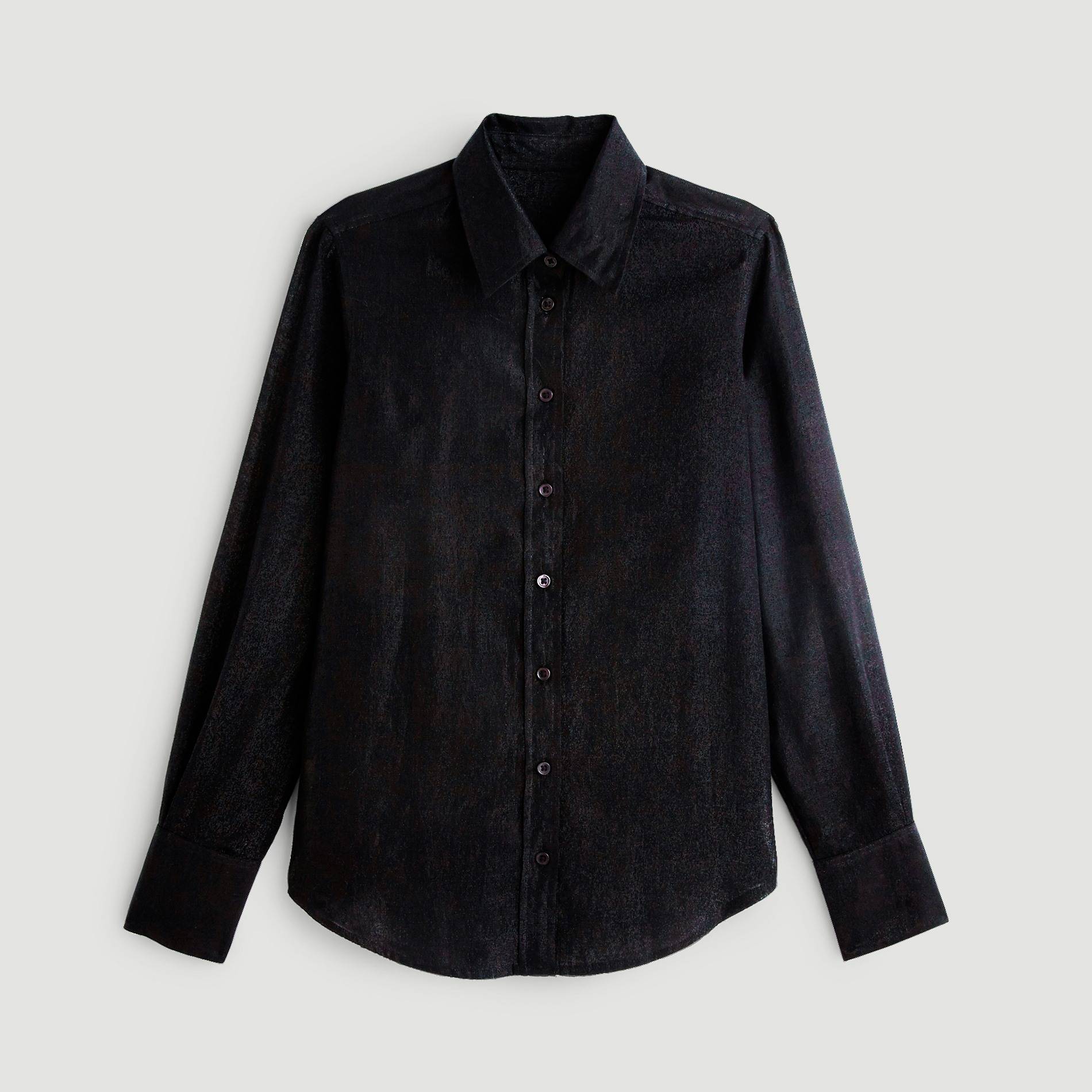 Chemise manches longues brillant, Noir, large image number 2