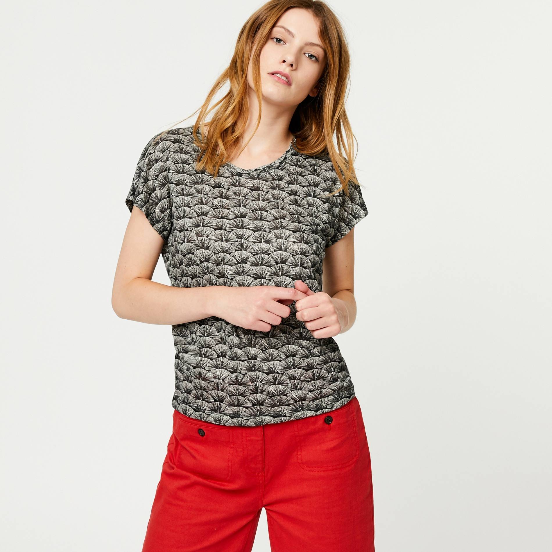 Tshirt manches courtes en lin, Noir, large image number 0.0