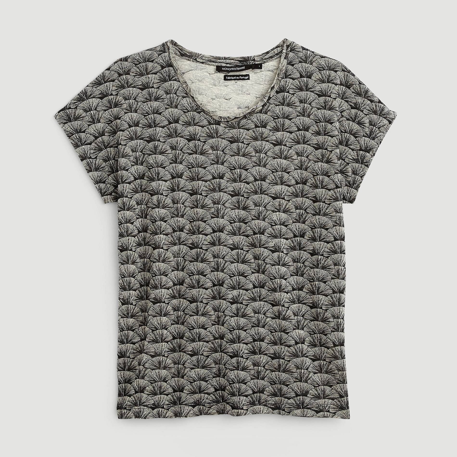 Tshirt manches courtes en lin, Noir, large image number 2.0
