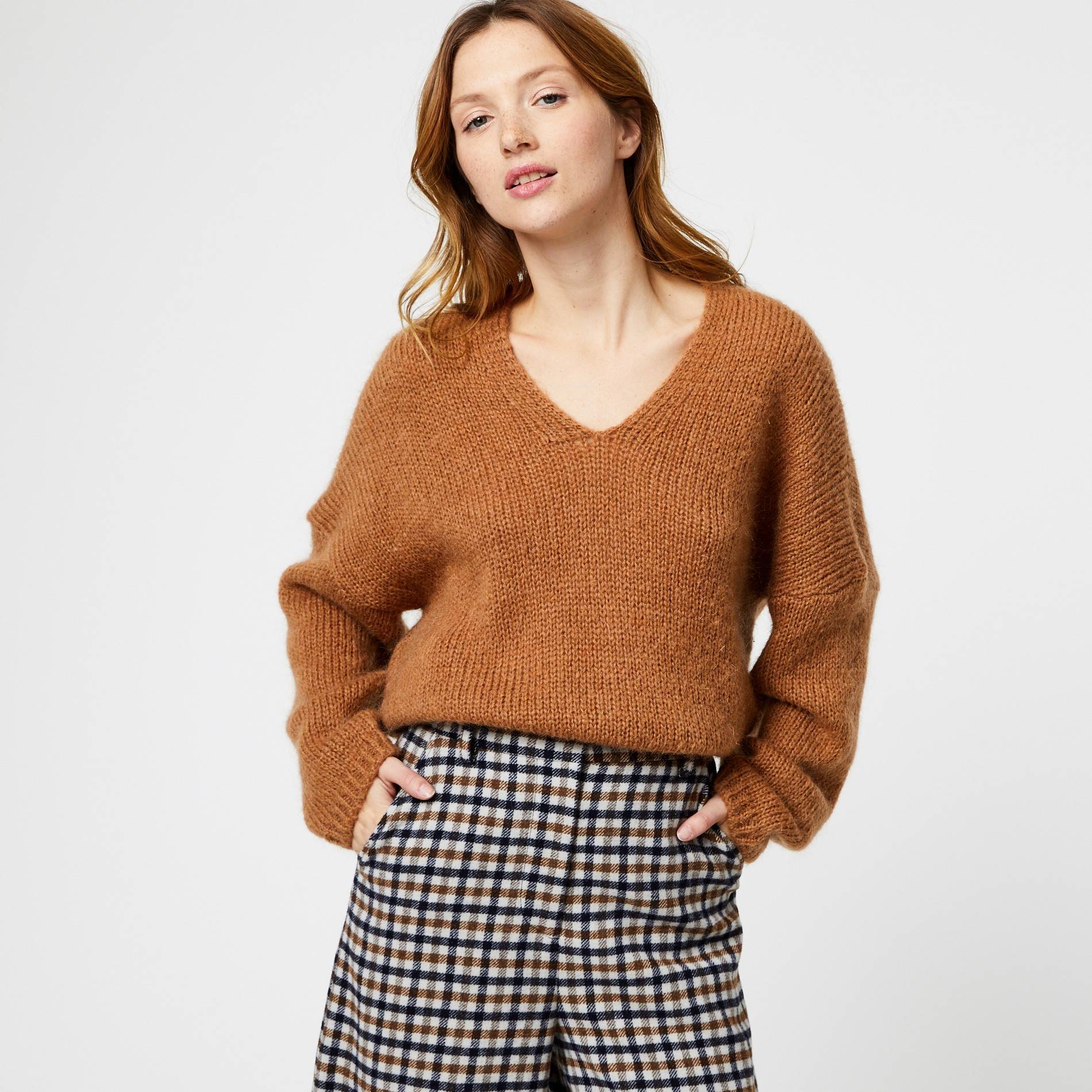 Pull italien contenant du mohair, Brun, large image number 0