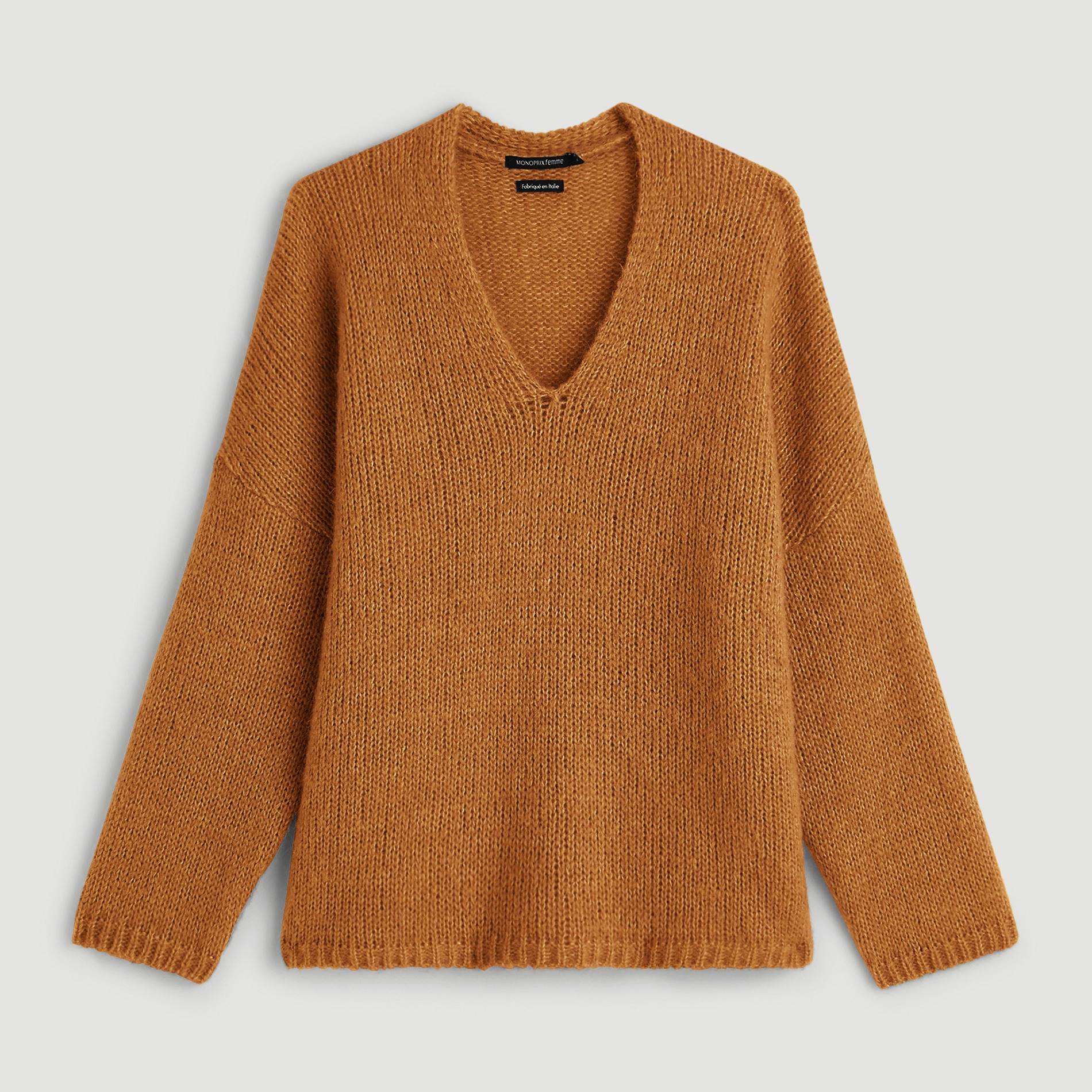 Pull italien contenant du mohair, Brun, large image number 2.0