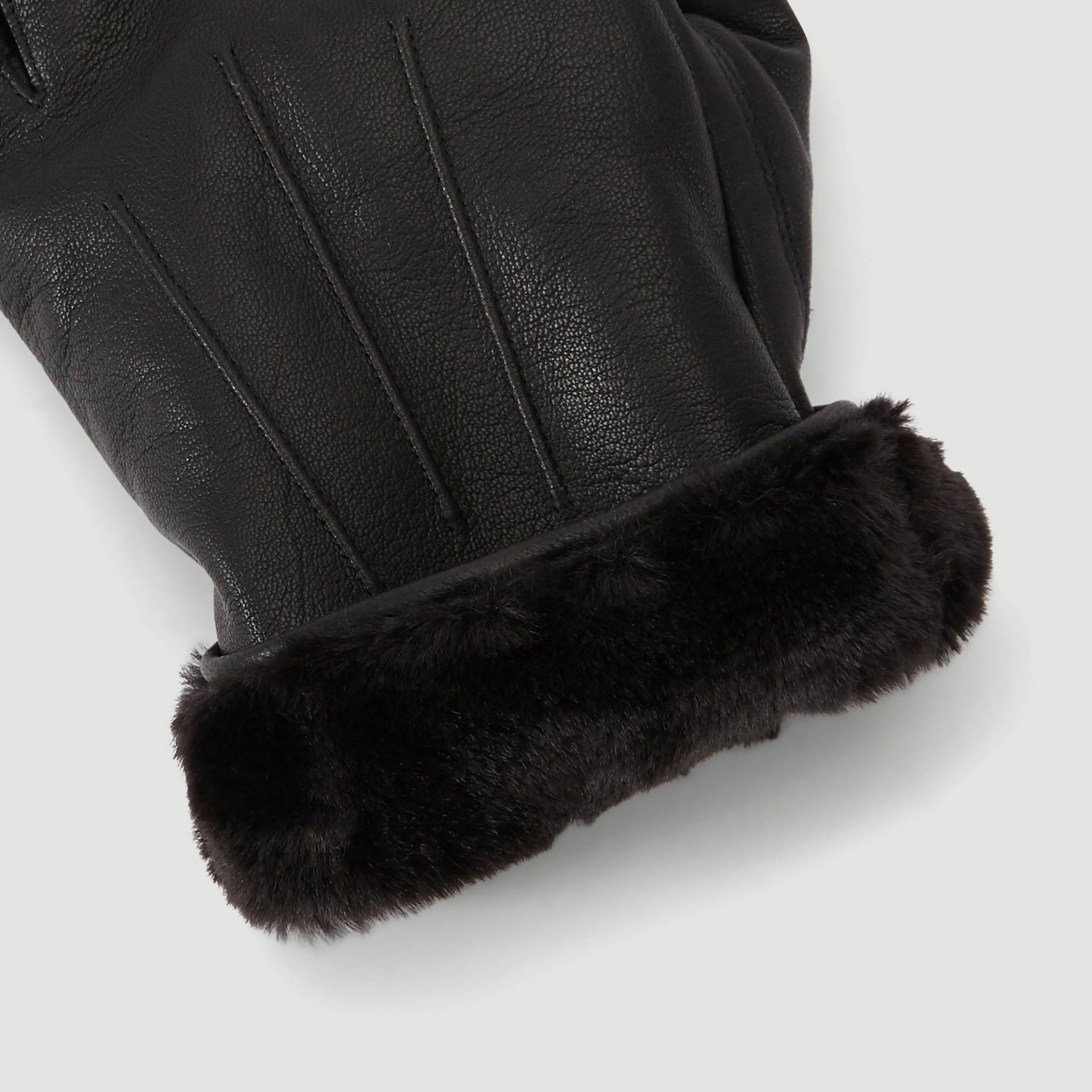 Gants en cuir fourrés, Noir, large image number 1.0