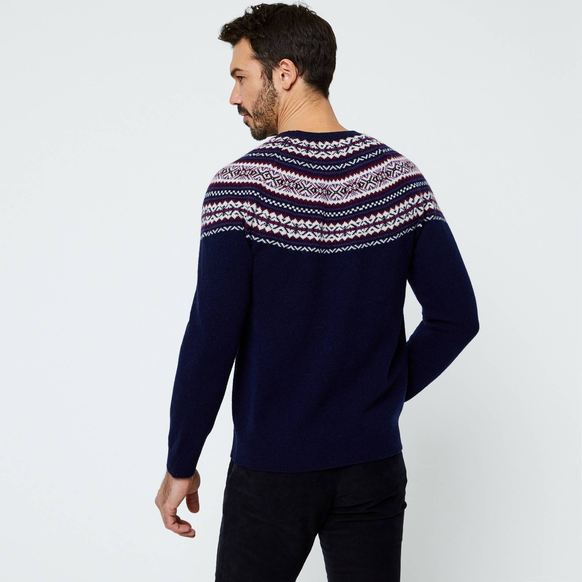 Pull jacquard, Bleu marine, large image number 1