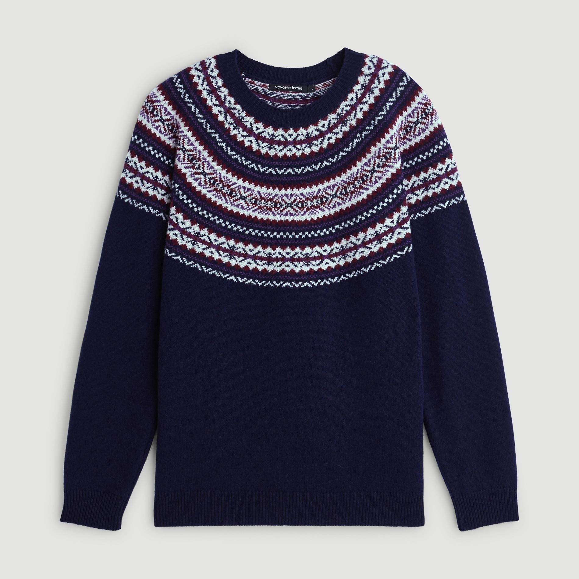Pull jacquard, Bleu marine, large image number 2.0
