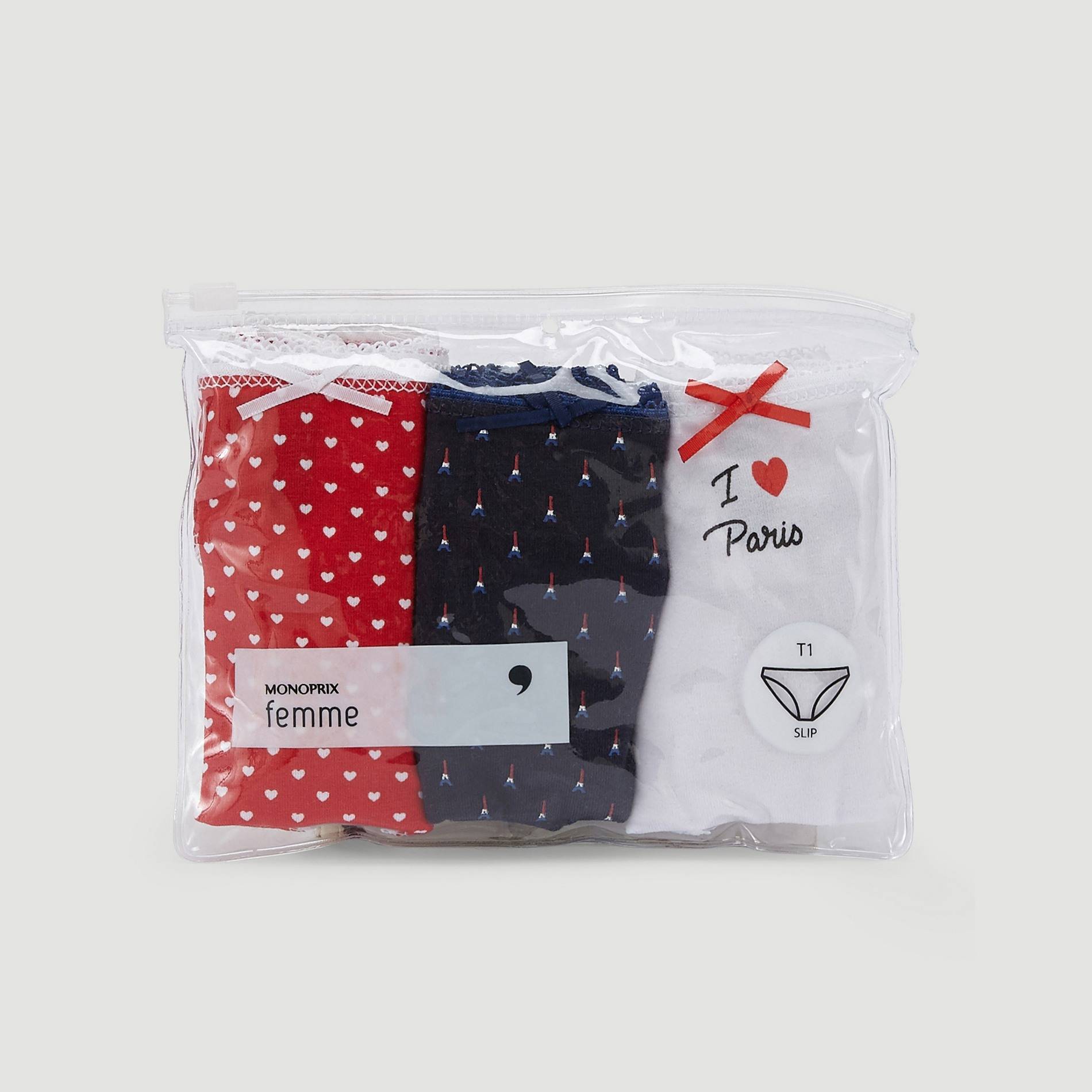 Lot de 3 slips en coton imprimés, Rouge, large image number 0.0