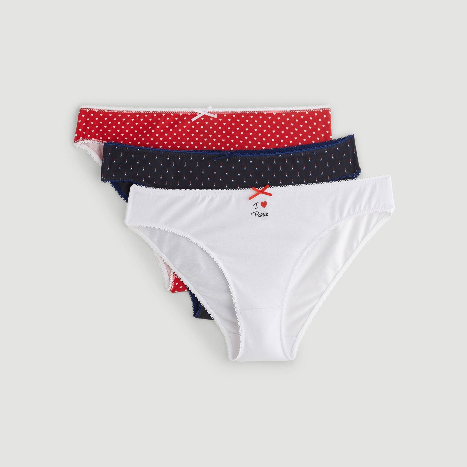 Lot de 3 slips en coton imprimés, Rouge, large image number 1.0