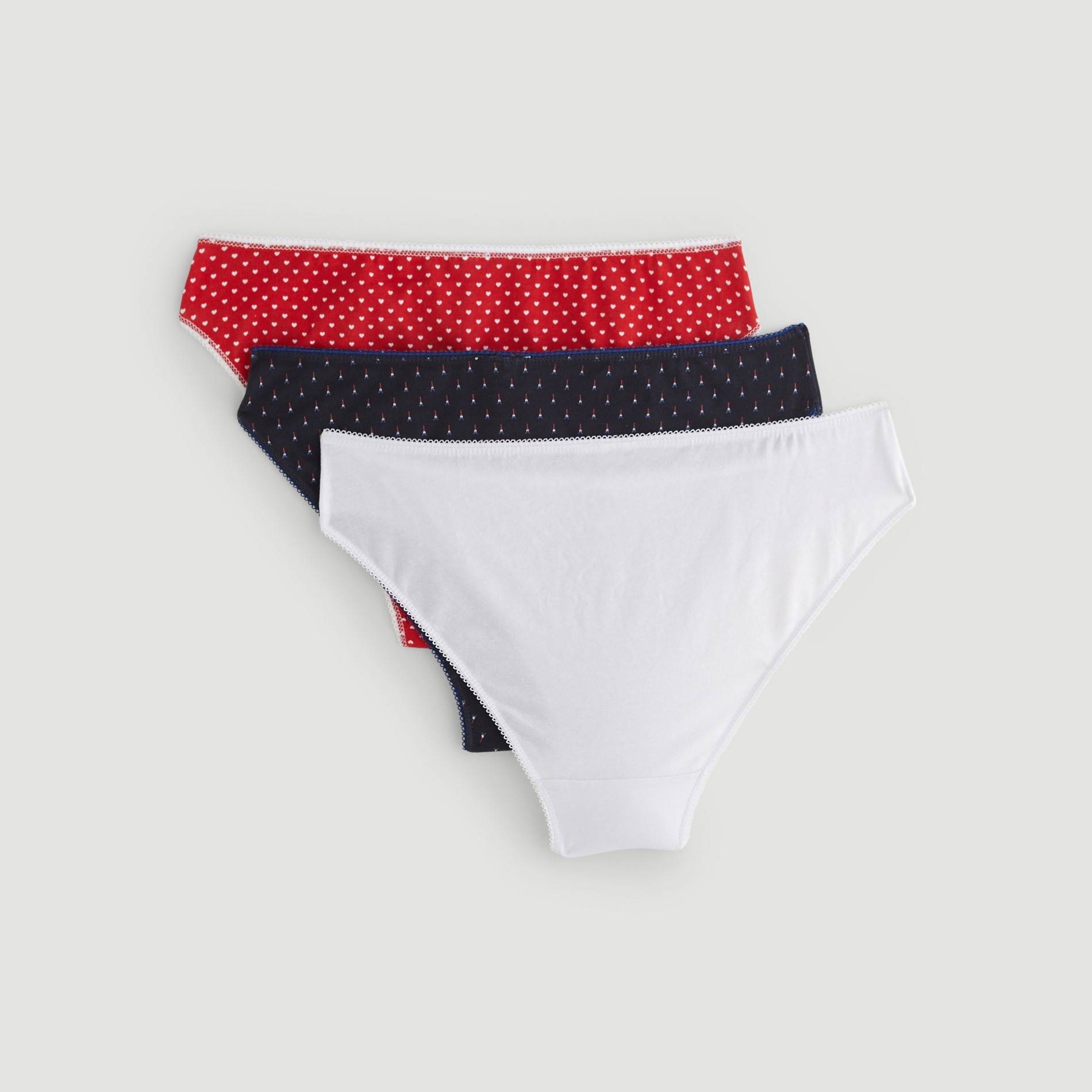 Lot de 3 slips en coton imprimés, Rouge, large image number 2.0