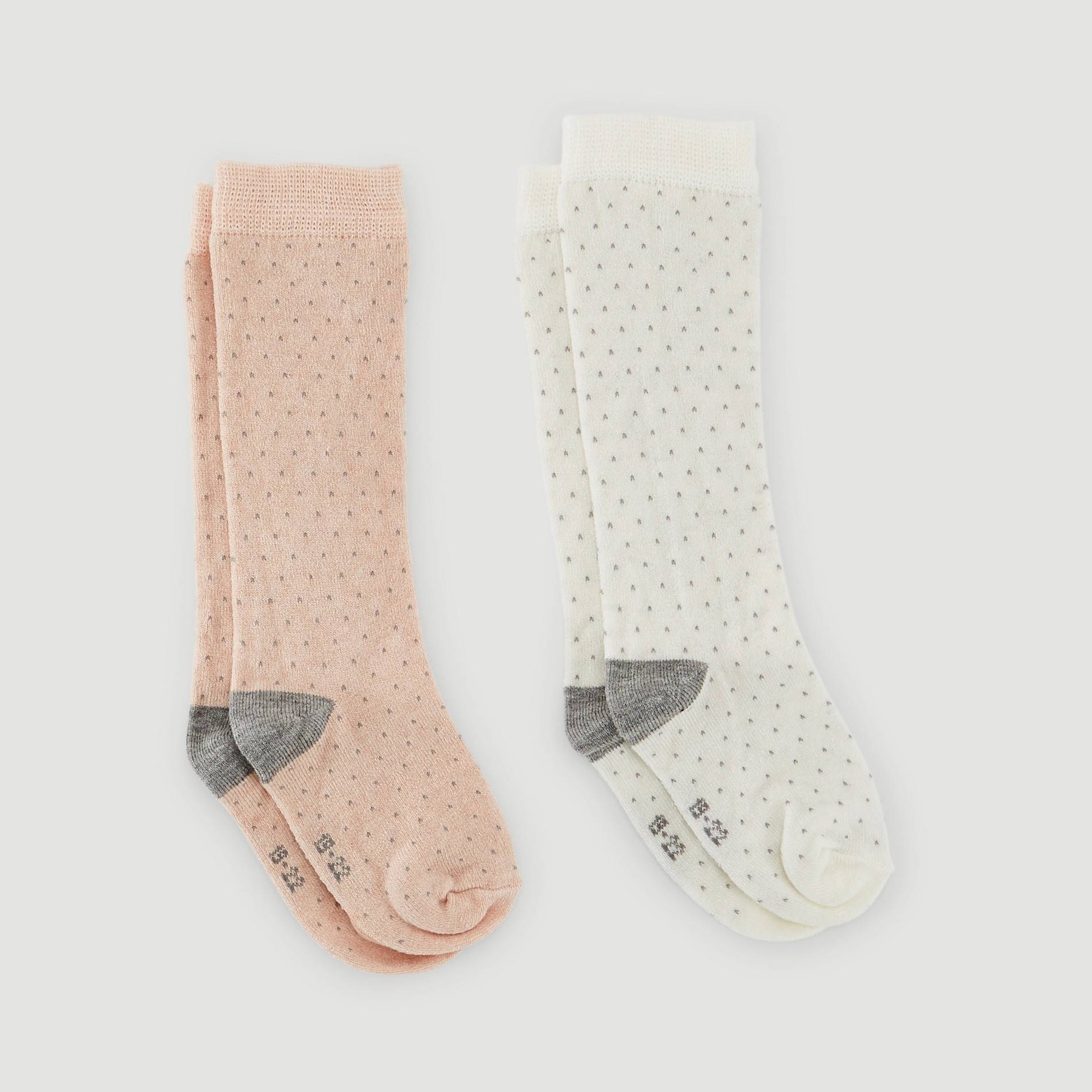 Chaussettes hautes à pois, Vieux rose, large image number 0
