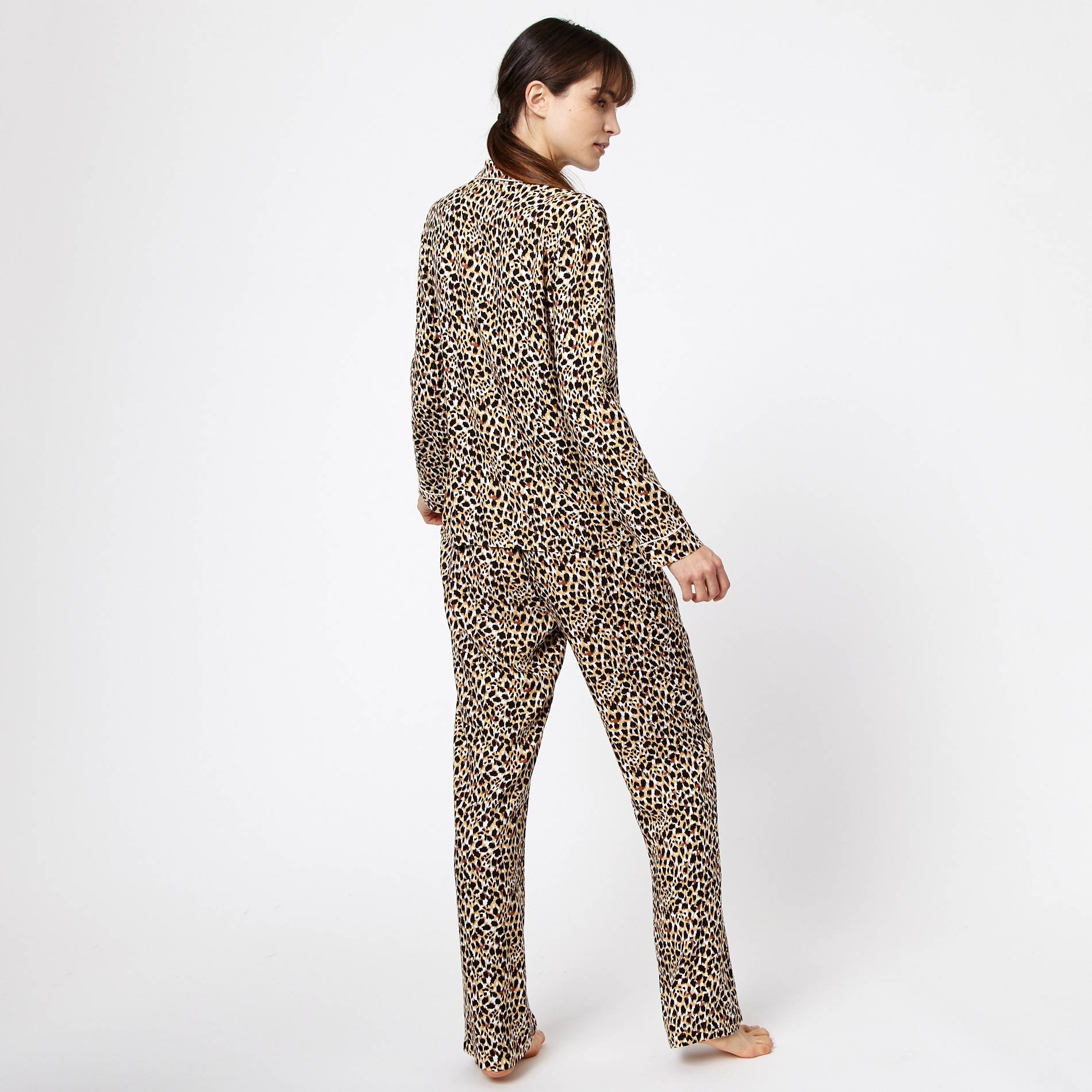 Pyjama imprim&eacute; l&eacute;opard, Brun, large image number 1