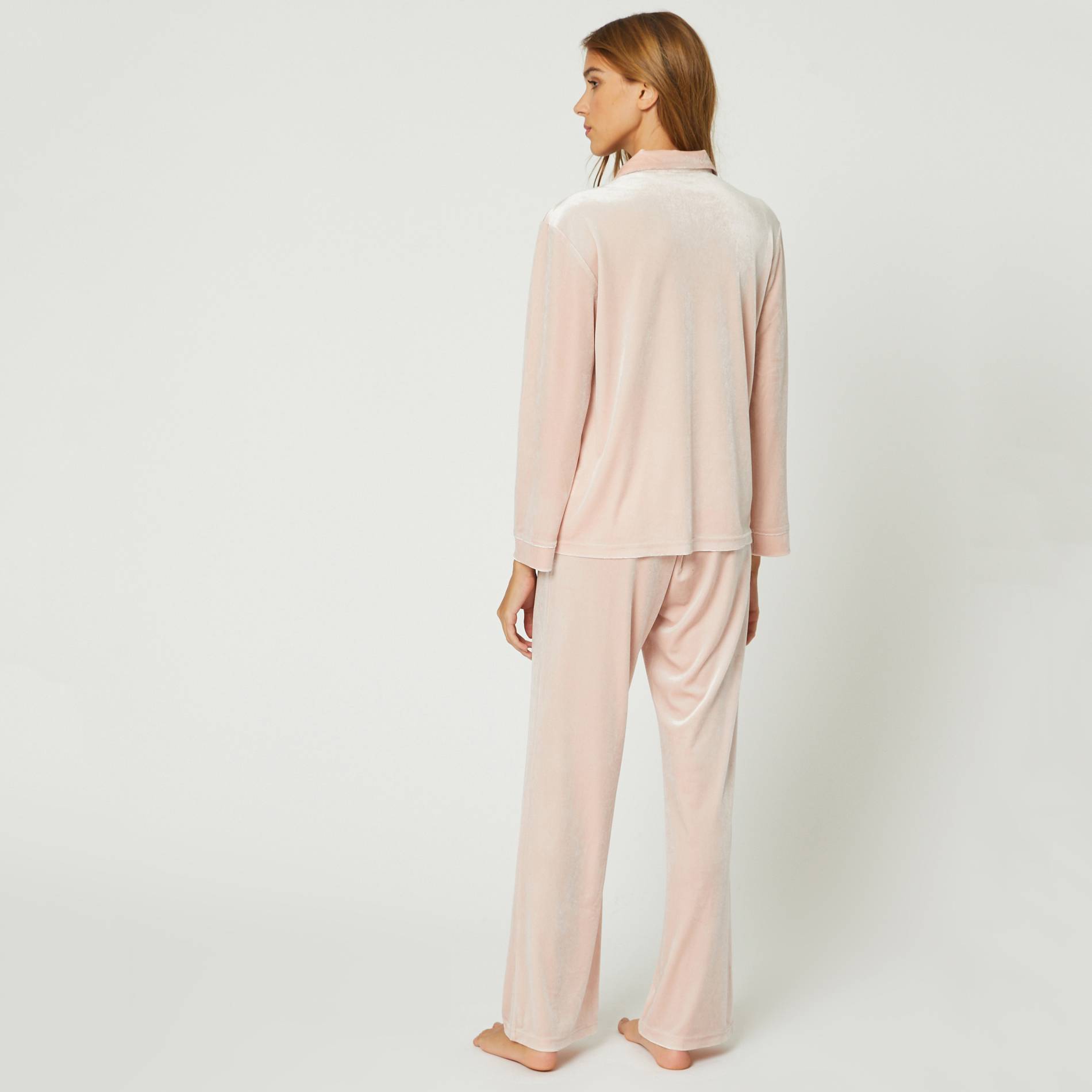 Pyjama manches longues en velours, Rose clair, large image number 1