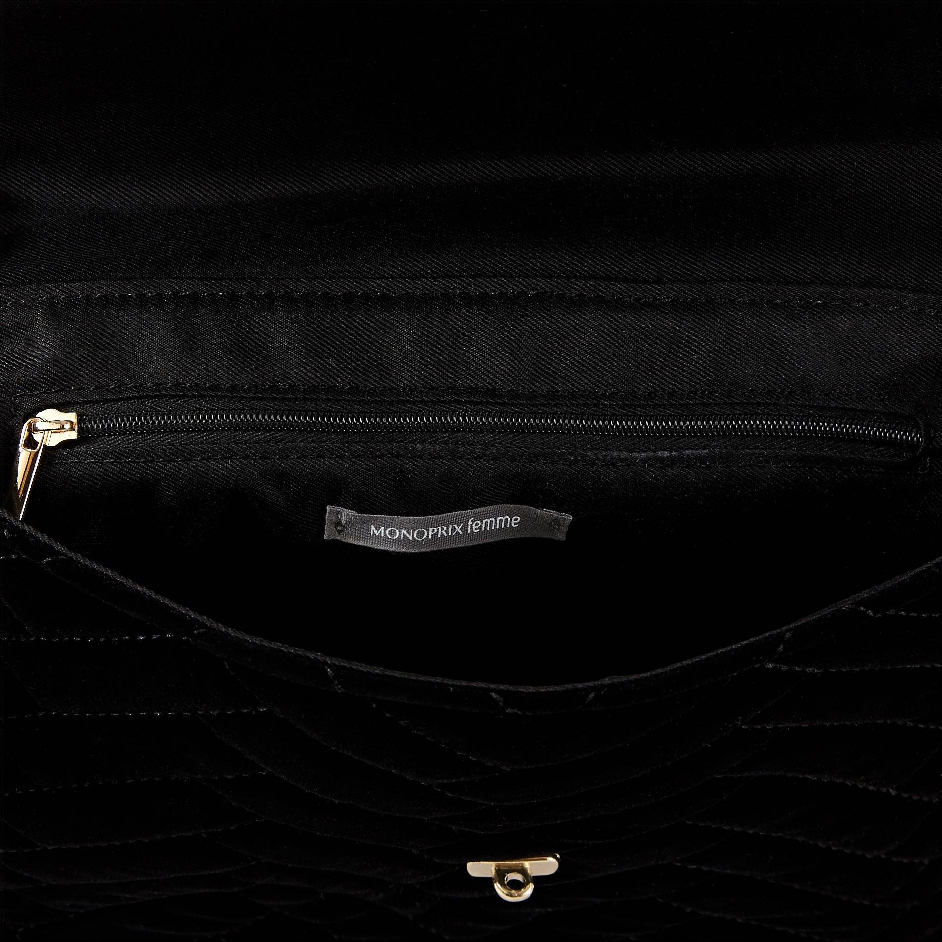 Sac en velours matelassé, Noir, large image number 2