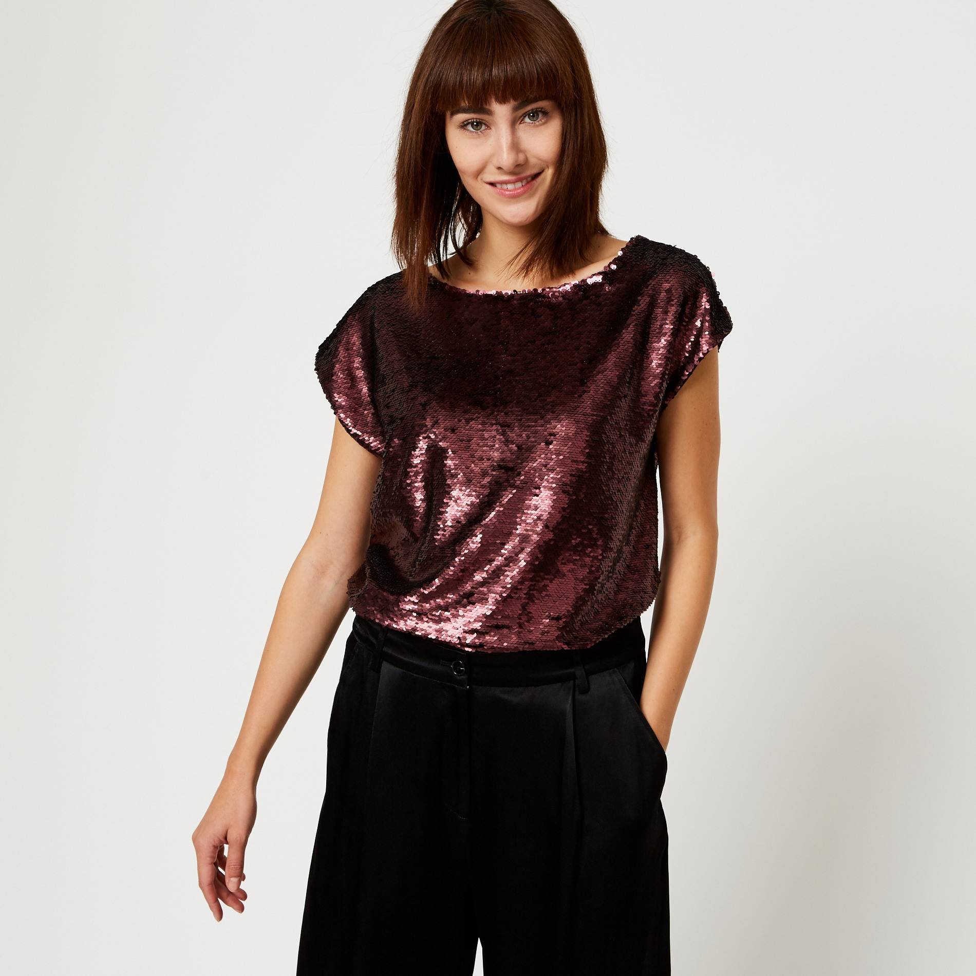 Top sequins, Chocolat, large image number 0
