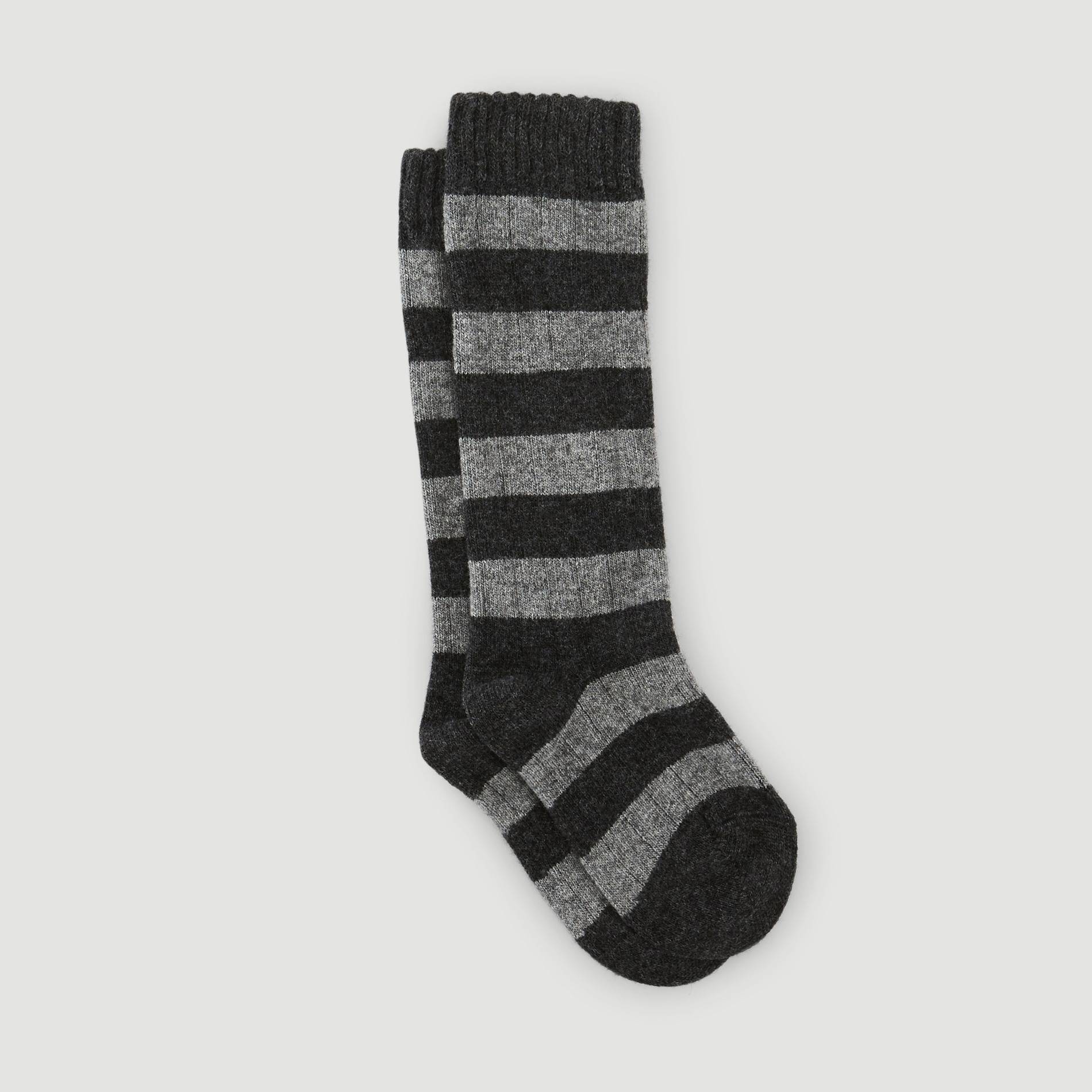 Chaussettes hautes rayées, Gris moyen, large image number 0
