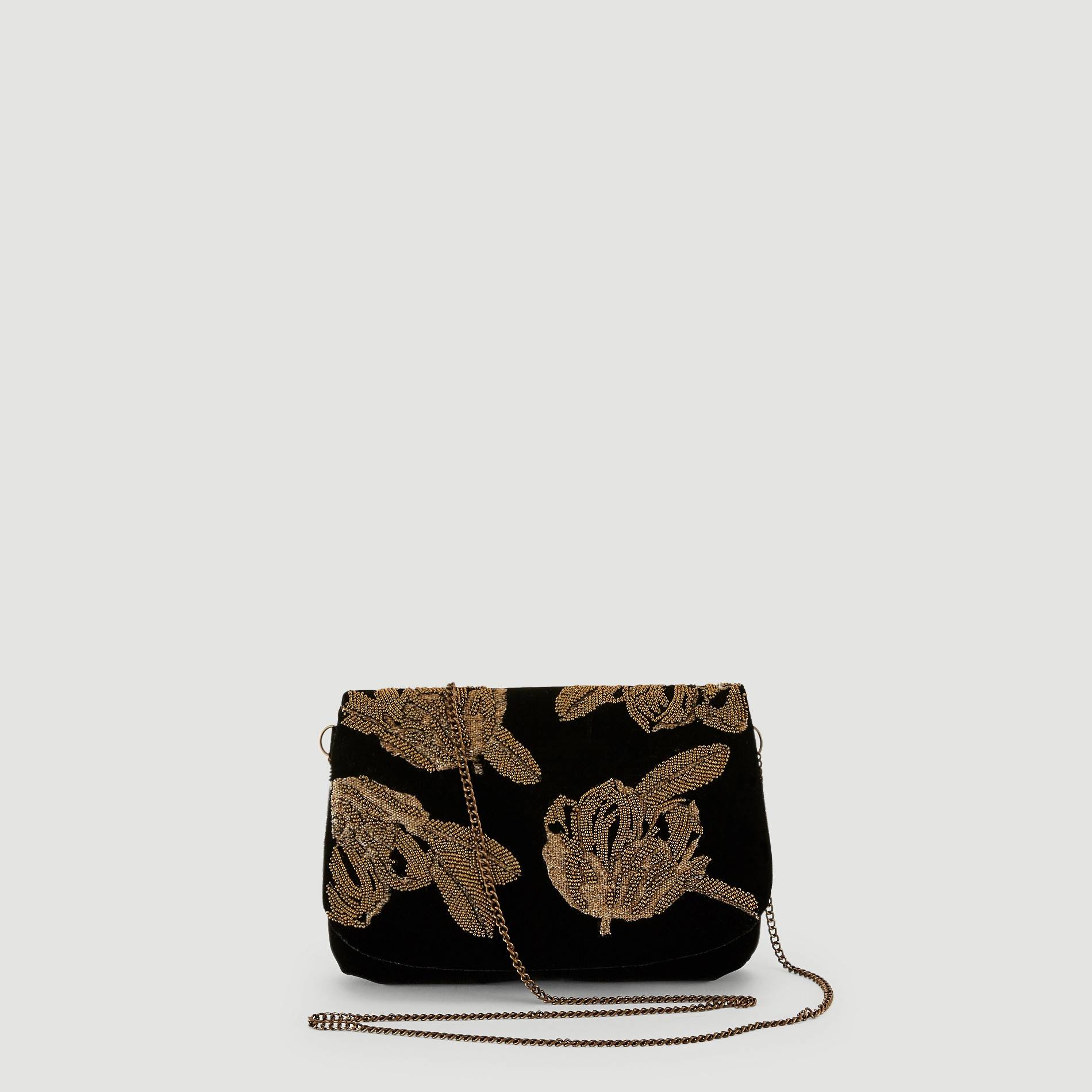 sac en velours brodé, Noir, large image number 0