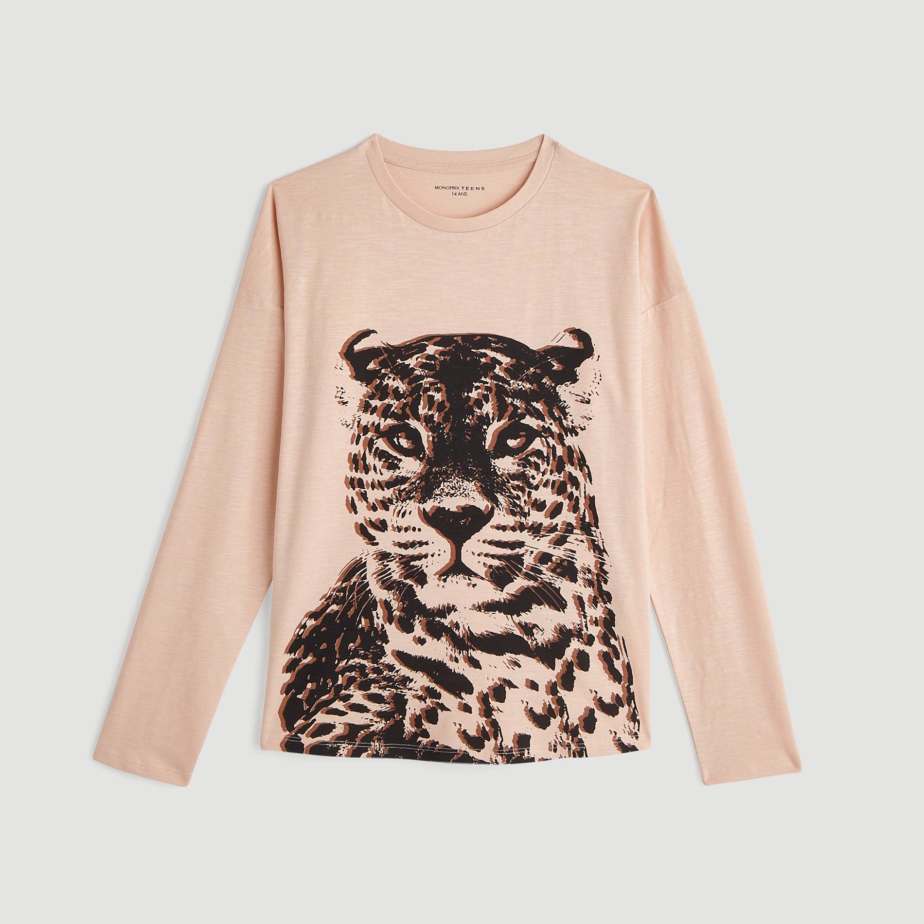 T-shirt manches longues imprimé, Rose clair, large image number 0