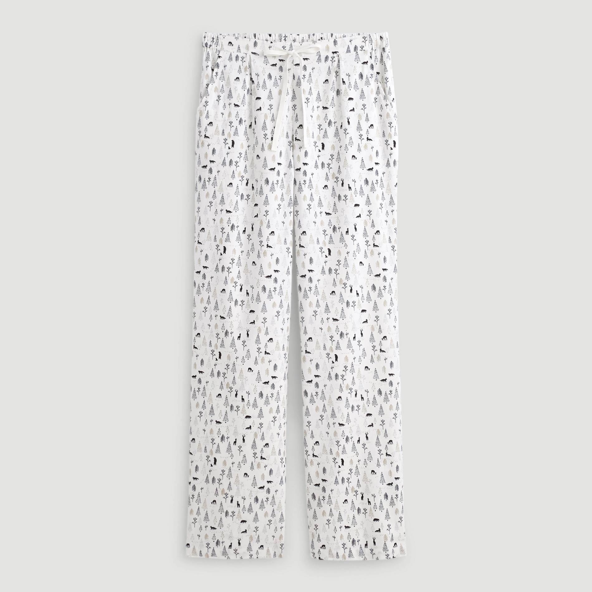 Pantalon imprimé sapins et cerfs, Blanc, large image number 2