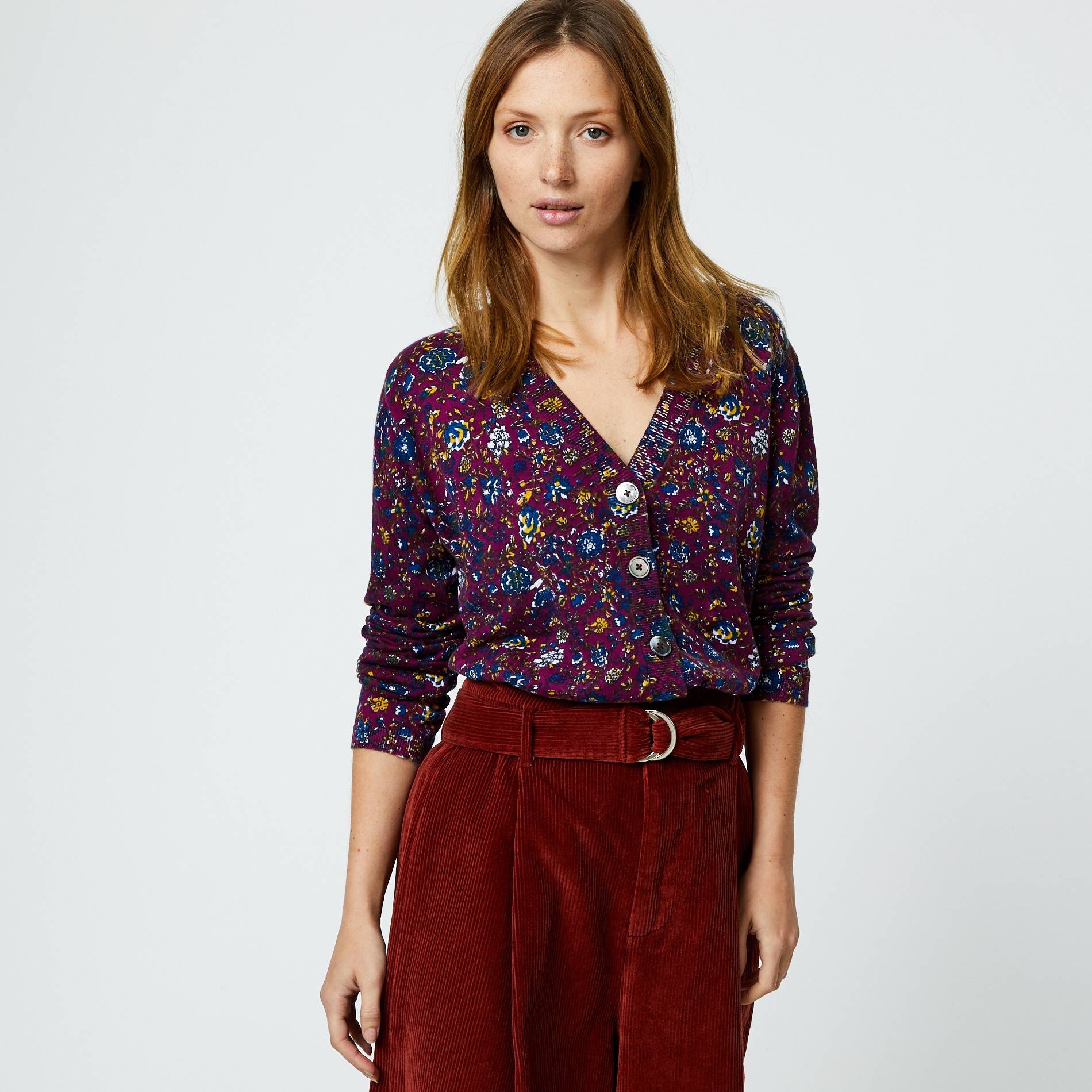Gilet loose imprimé en coton, Prune, large image number 0